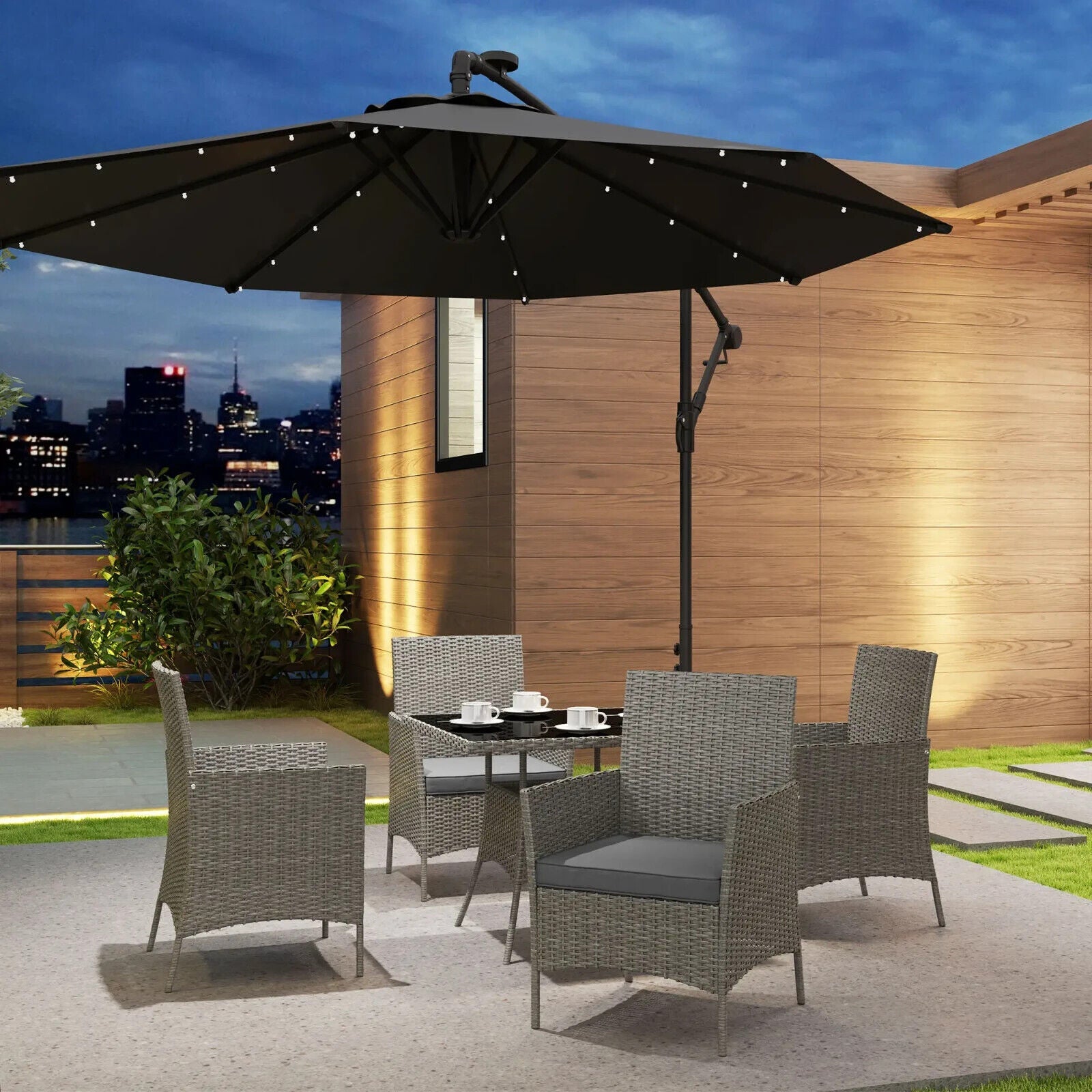 5 Piece Rattan Dining Set Outdoor Garden Furniture Patio Table and Chairs - Home and Garden Furniture Shop - #rustic - furniture#