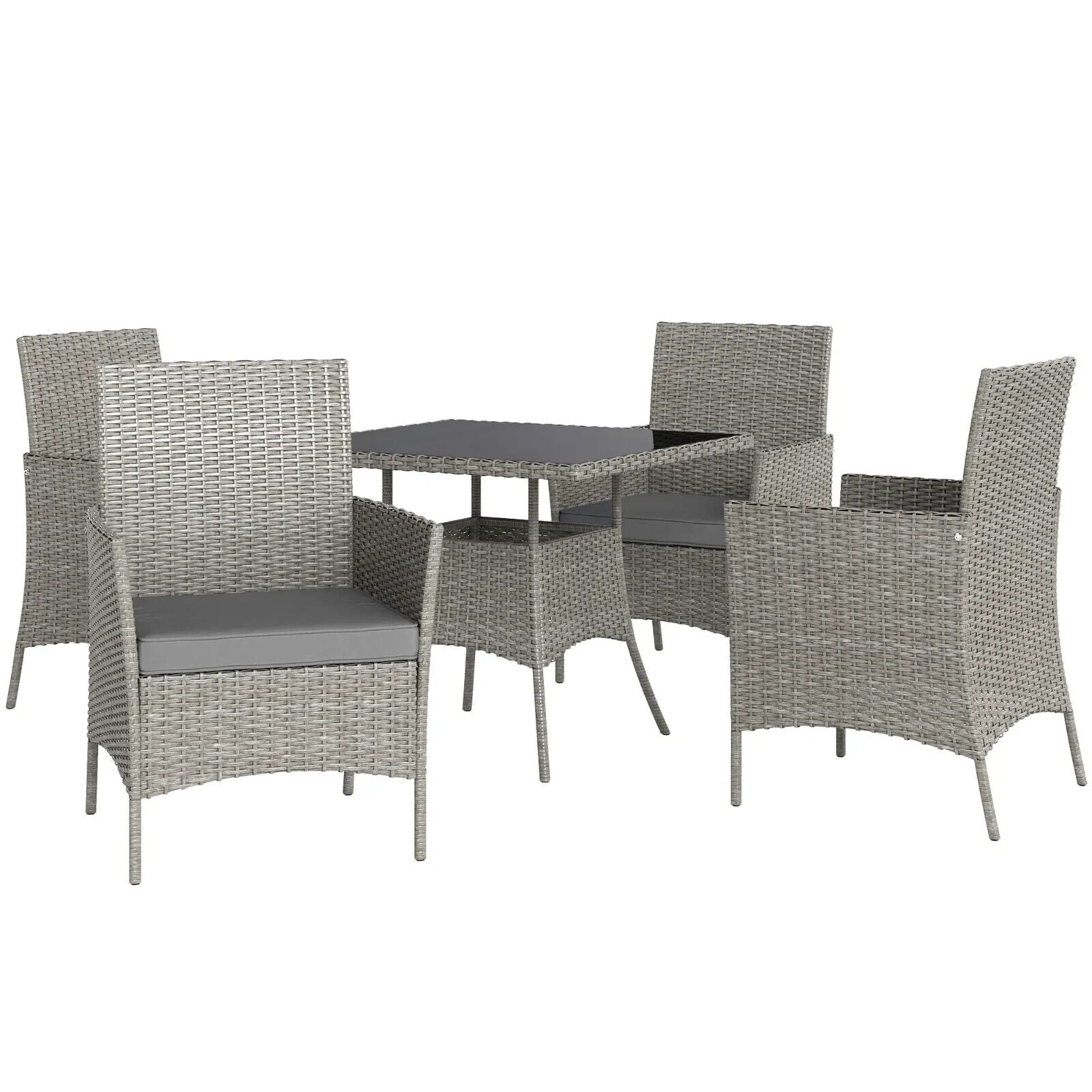 5 Piece Rattan Dining Set Outdoor Garden Furniture Patio Table and Chairs - Home and Garden Furniture Shop - #rustic - furniture#
