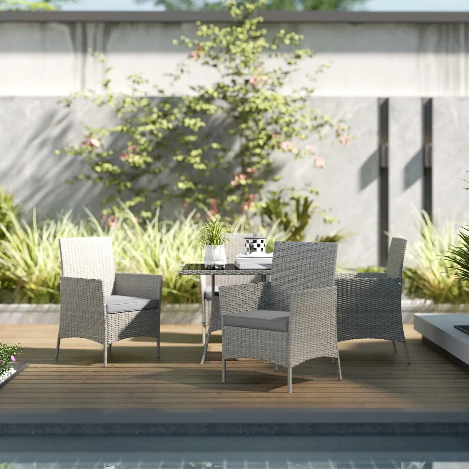 5 Piece Rattan Dining Set Outdoor Garden Furniture Patio Table and Chairs - Home and Garden Furniture Shop - #rustic - furniture#