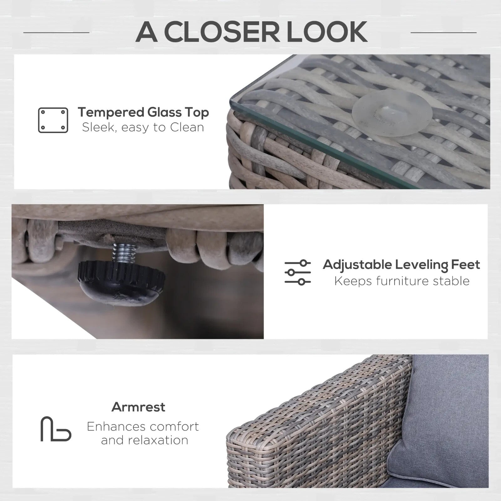 5 Piece Rattan Garden Armchair and Footstool Set with Tall Glass Table Outdoor - Home and Garden Furniture Shop - rustic - furniture