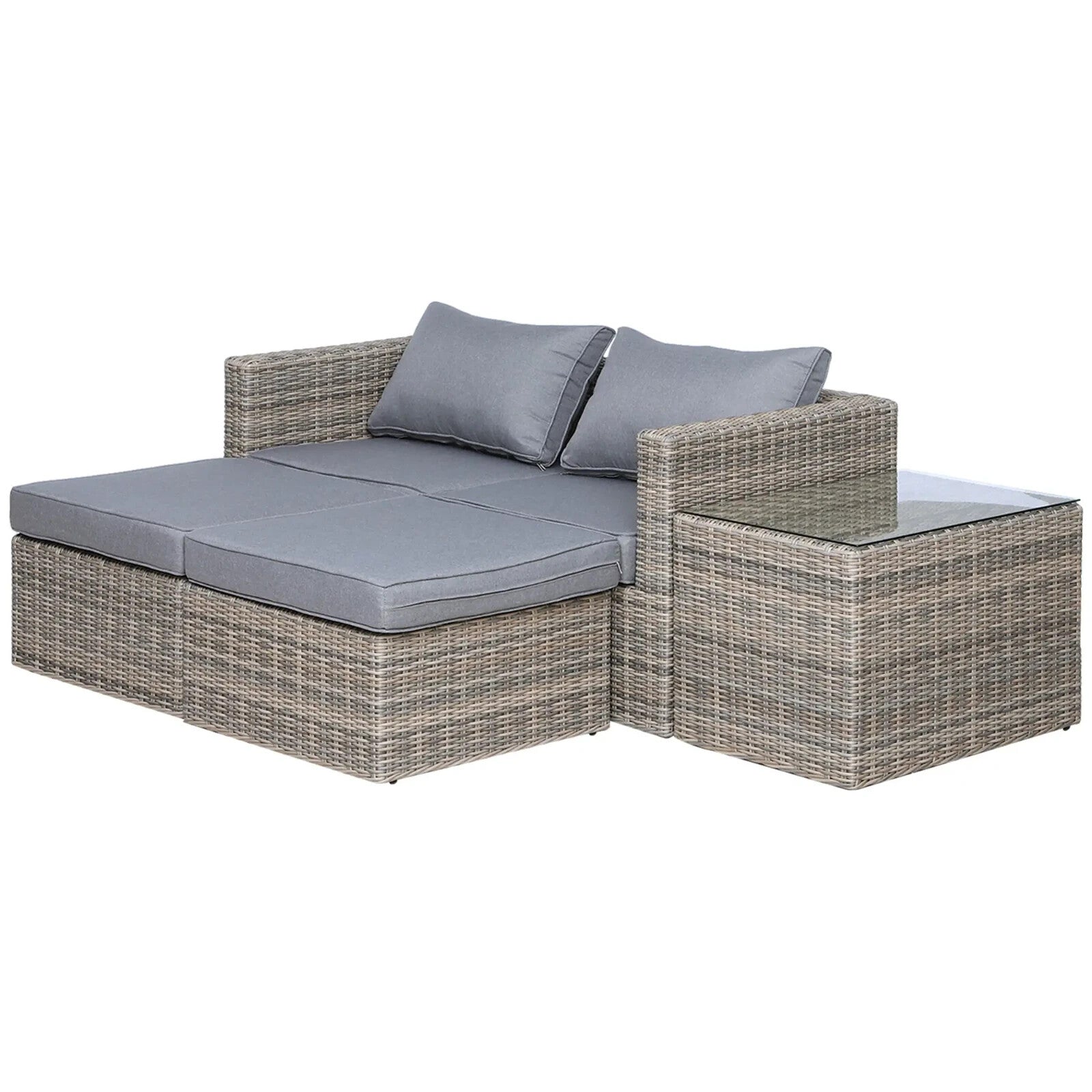 5 Piece Rattan Garden Armchair and Footstool Set with Tall Glass Table Outdoor - Home and Garden Furniture Shop - rustic - furniture