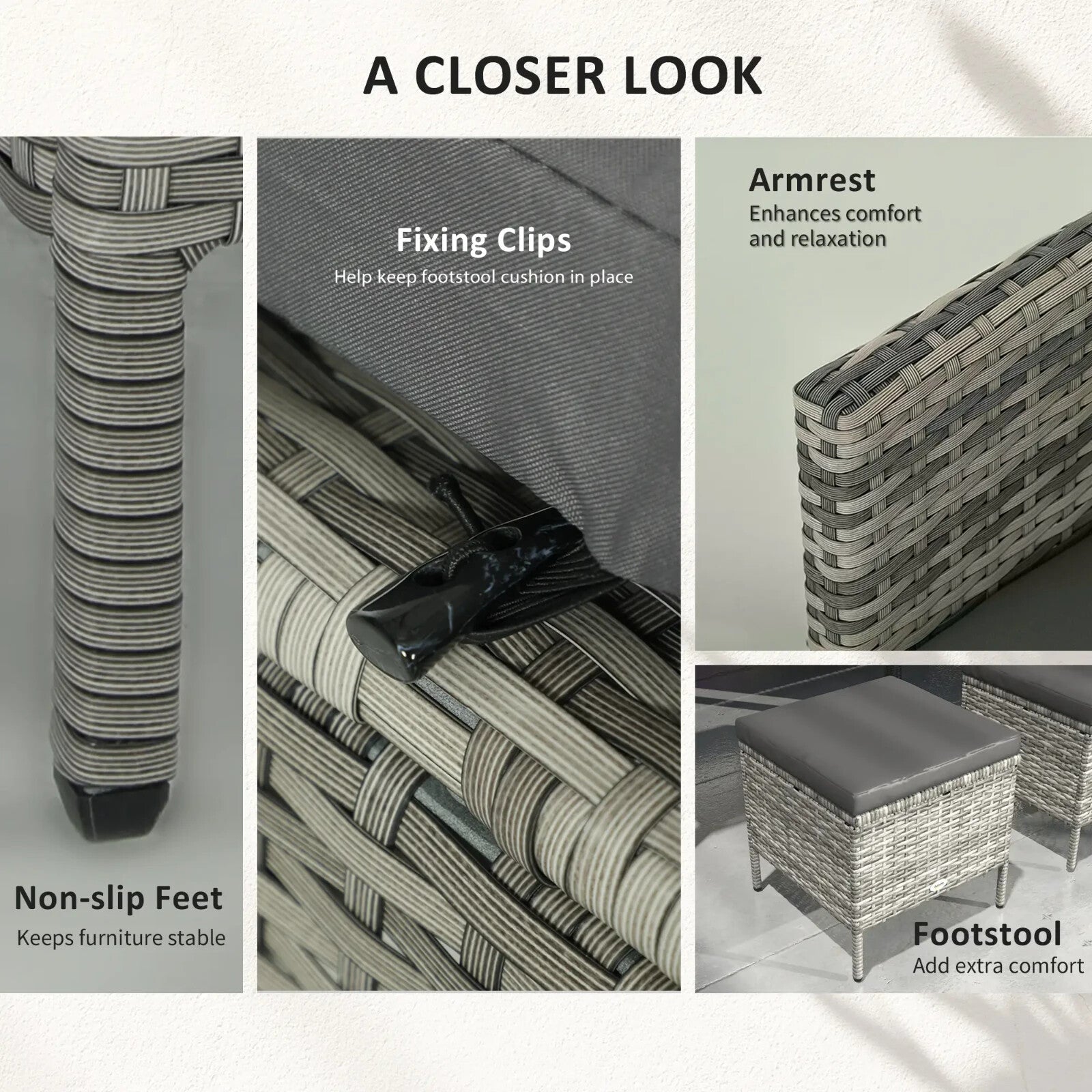 5 Piece Rattan Garden Furniture Set 6 Seater Corner Sofa Outdoor Dining Grey - Home and Garden Furniture Shop - rustic - furniture