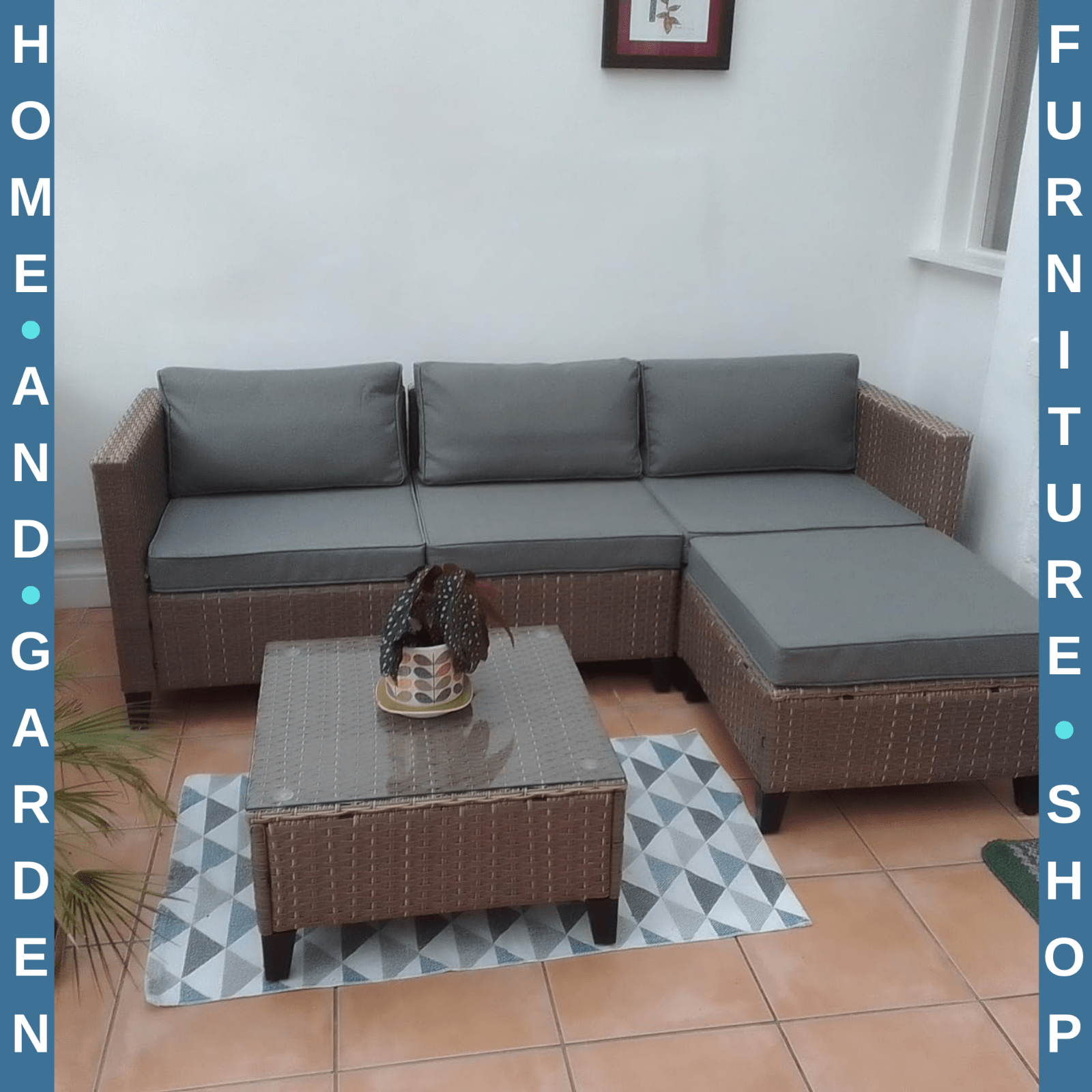 5 Piece Rattan Garden Furniture Set with Corner Sofa Table & Footstools Outdoor - Home and Garden Furniture Shop - rustic - furniture