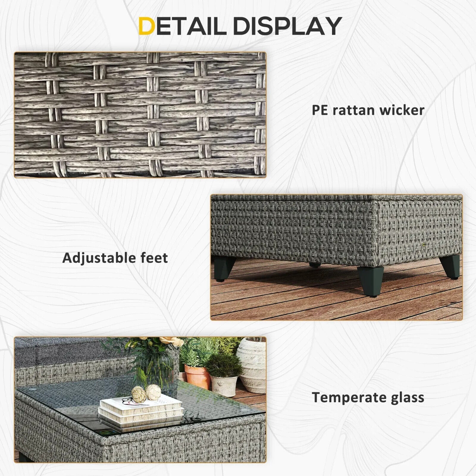 5 Piece Rattan Patio Furniture Set with Corner Sofa Footstools & Table Dark Grey - Home and Garden Furniture Shop - #rustic - furniture#