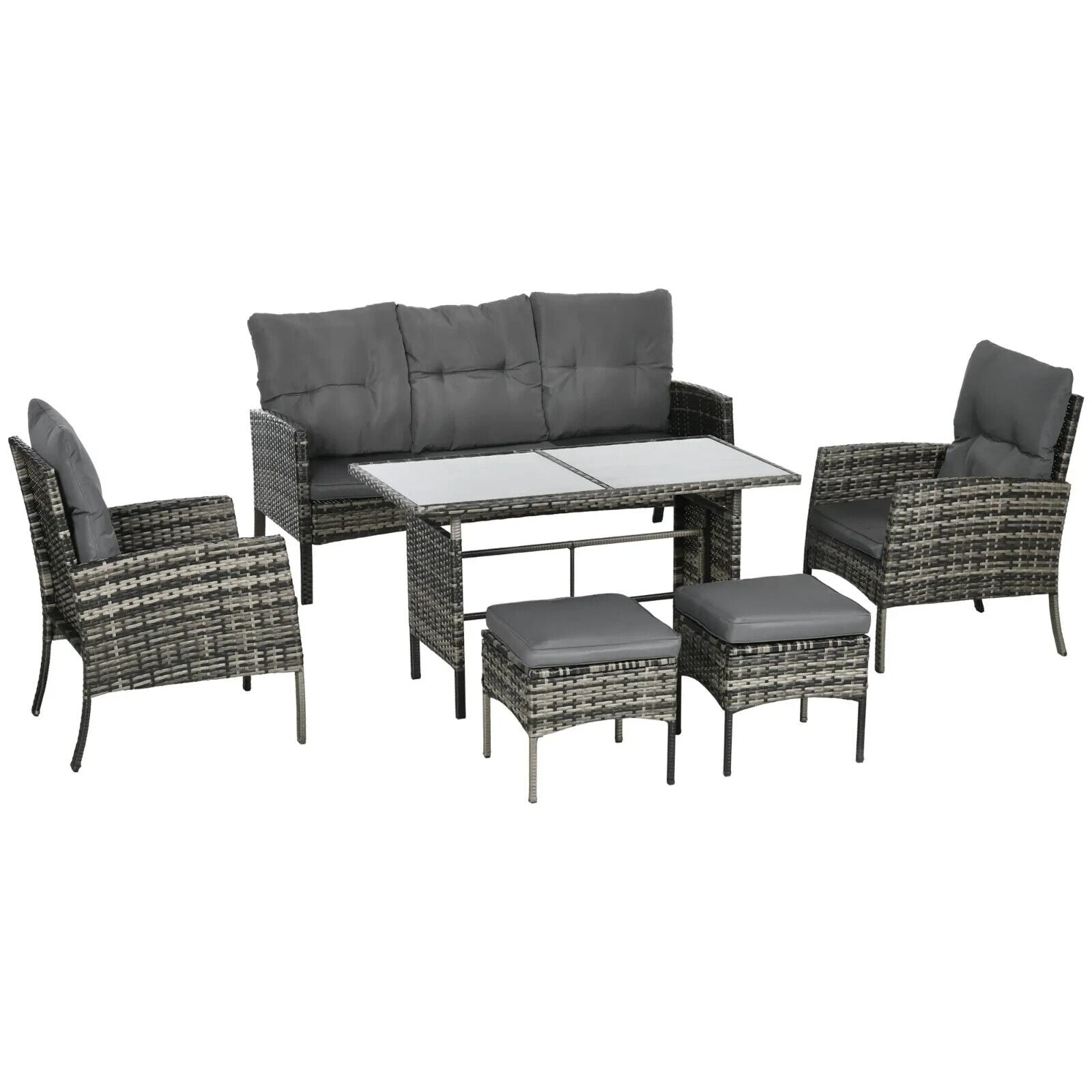 5 - Seater Rattan Garden Furniture Set with Sofa Chairs Footstools and Glass Table - Home and Garden Furniture Shop - #rustic - furniture#