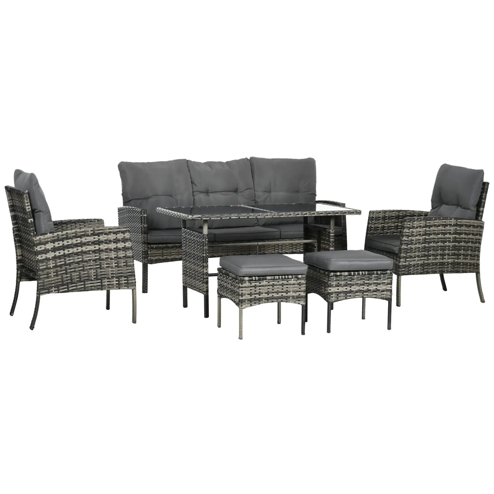 5 - Seater Rattan Garden Furniture Set with Sofa Chairs Footstools and Glass Table - Home and Garden Furniture Shop - #rustic - furniture#