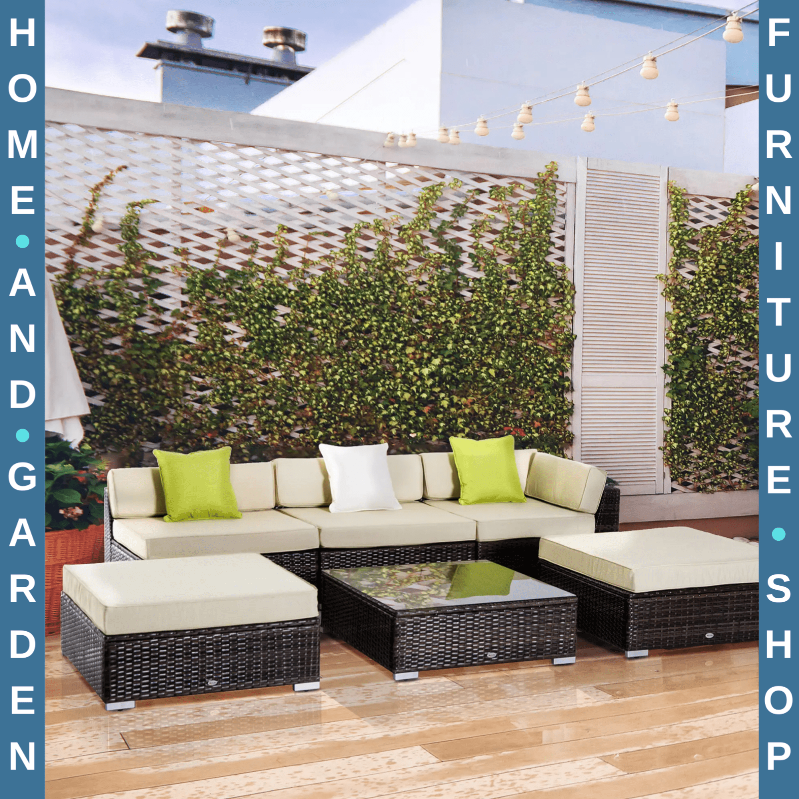 5 Seater Rattan Garden Sofa Set with Coffee Table for Patio Outdoor Lounge Seats - Home and Garden Furniture Shop - rustic - furniture