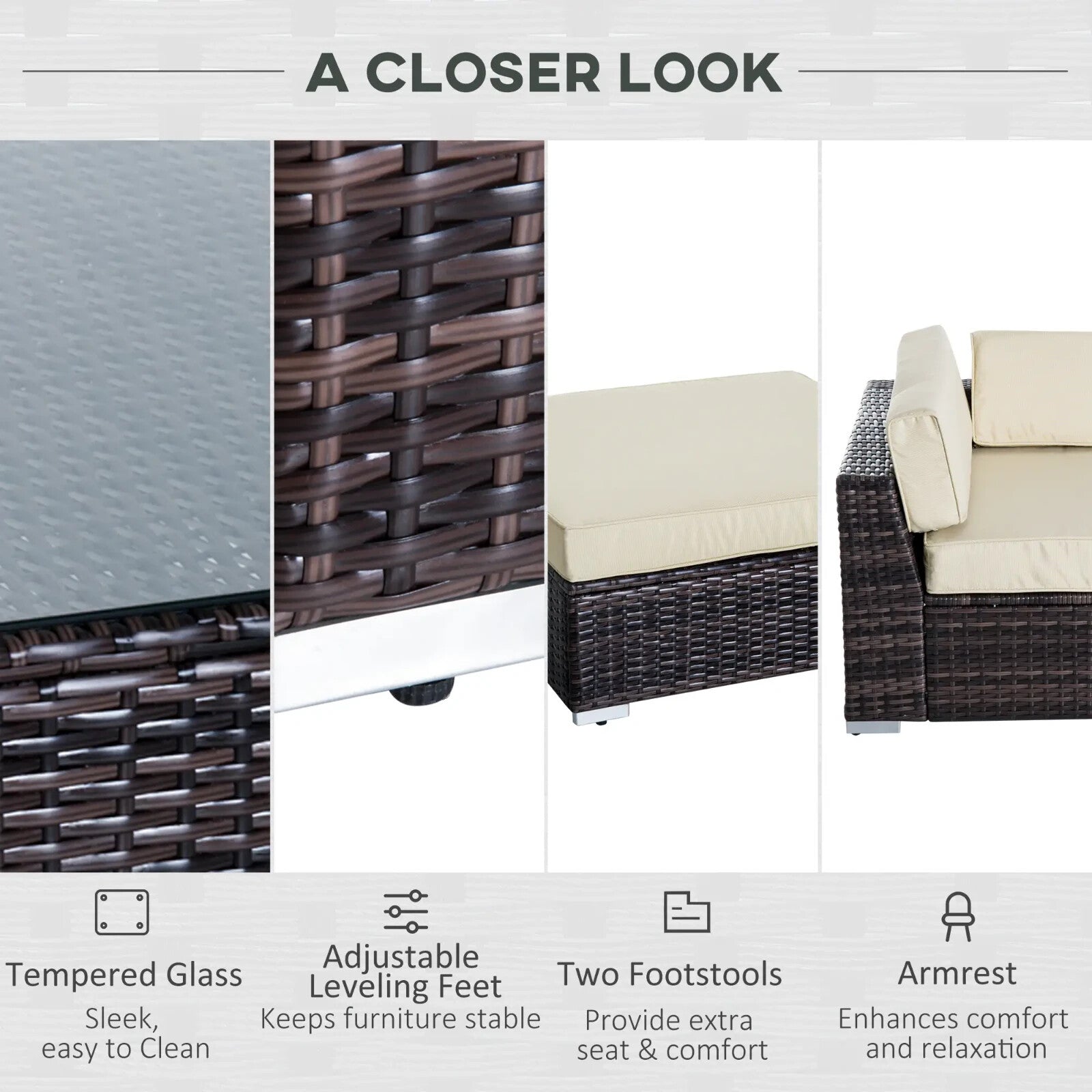 5 Seater Rattan Garden Sofa Set with Coffee Table for Patio Outdoor Lounge Seats - Home and Garden Furniture Shop - rustic - furniture