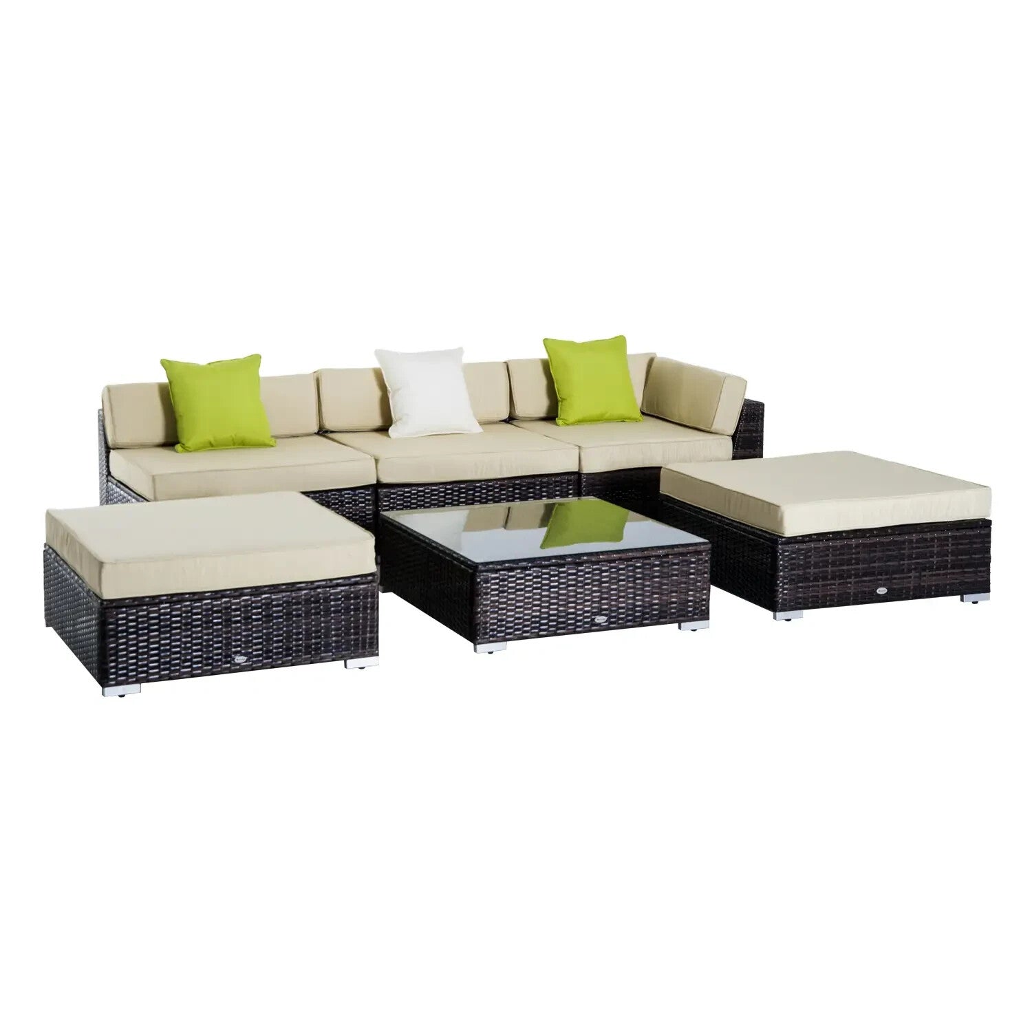 5 Seater Rattan Garden Sofa Set with Coffee Table for Patio Outdoor Lounge Seats - Home and Garden Furniture Shop - rustic - furniture