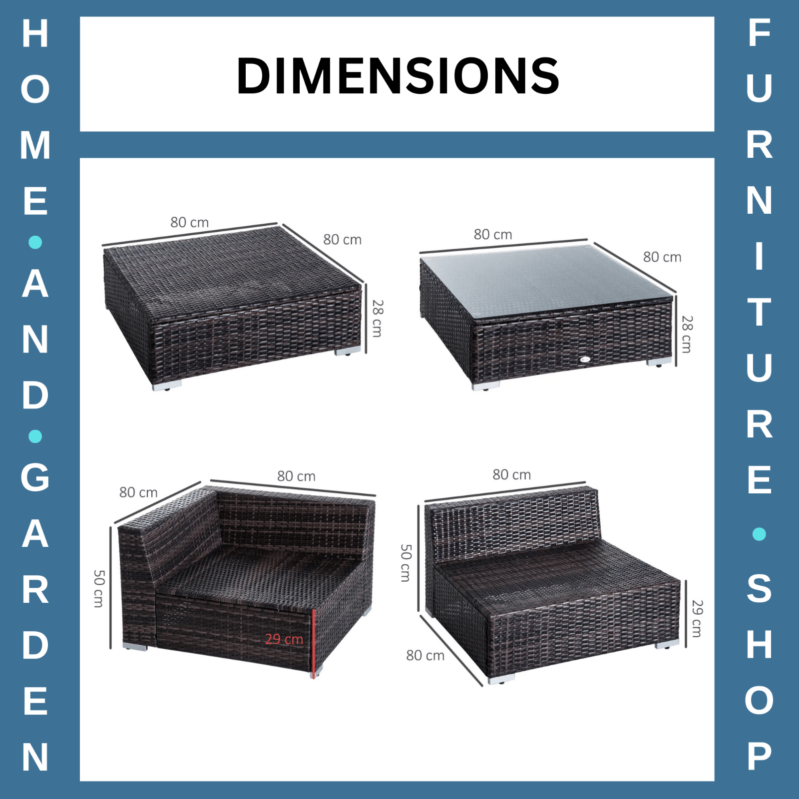 5 Seater Rattan Garden Sofa Set with Coffee Table for Patio Outdoor Lounge Seats - Home and Garden Furniture Shop - rustic - furniture