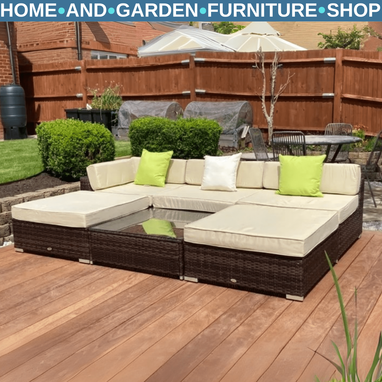 5 Seater Rattan Garden Sofa Set with Coffee Table for Patio Outdoor Lounge Seats - Home and Garden Furniture Shop - rustic - furniture