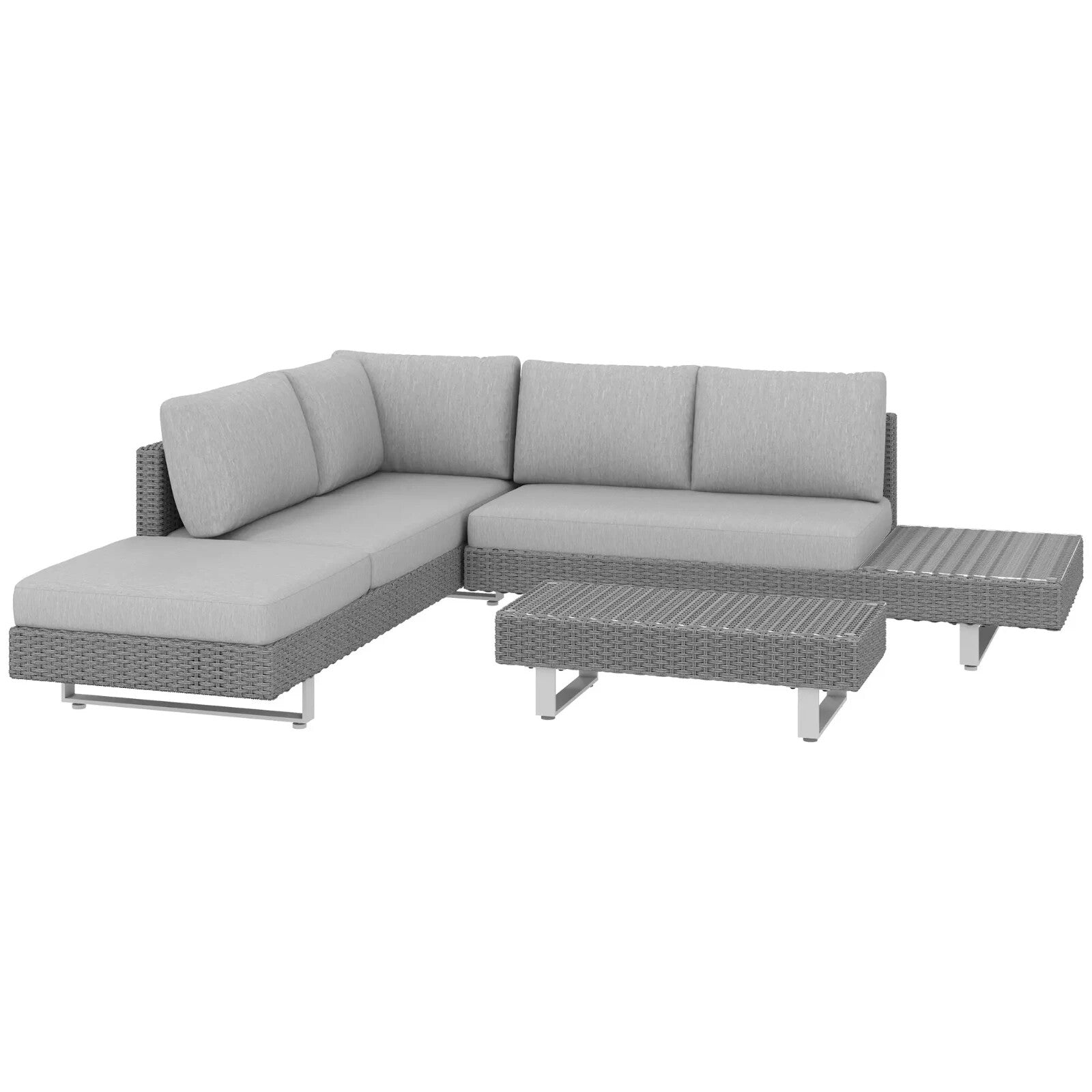 5 Seater Rattan Sofa Set Patio Furniture with Cushions and Tea Table Light Grey - Home and Garden Furniture Shop - rustic - furniture