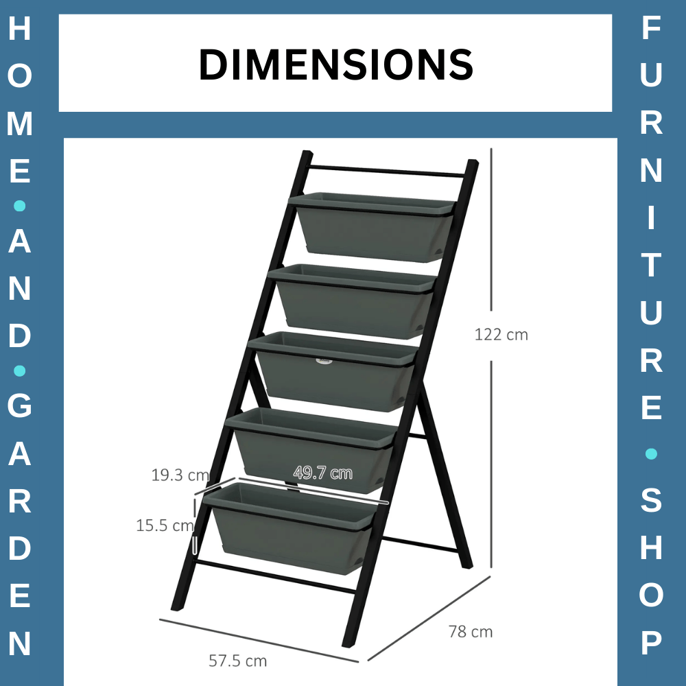 5 Tier Vertical Raised Garden Planter w/ Containers Outdoor Stand for Vegetables - Home and Garden Furniture Shop - #rustic - furniture#