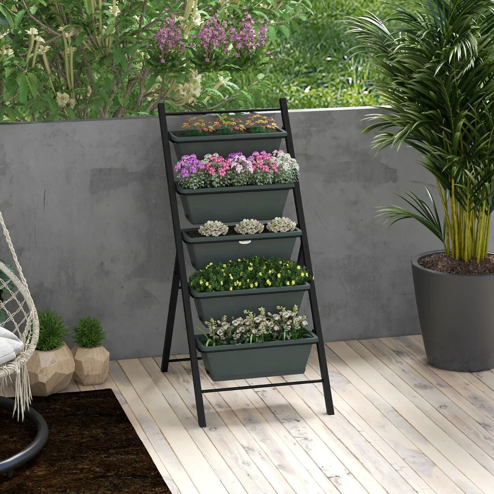 5 Tier Vertical Raised Garden Planter w/ Containers Outdoor Stand for Vegetables - Home and Garden Furniture Shop - #rustic - furniture#