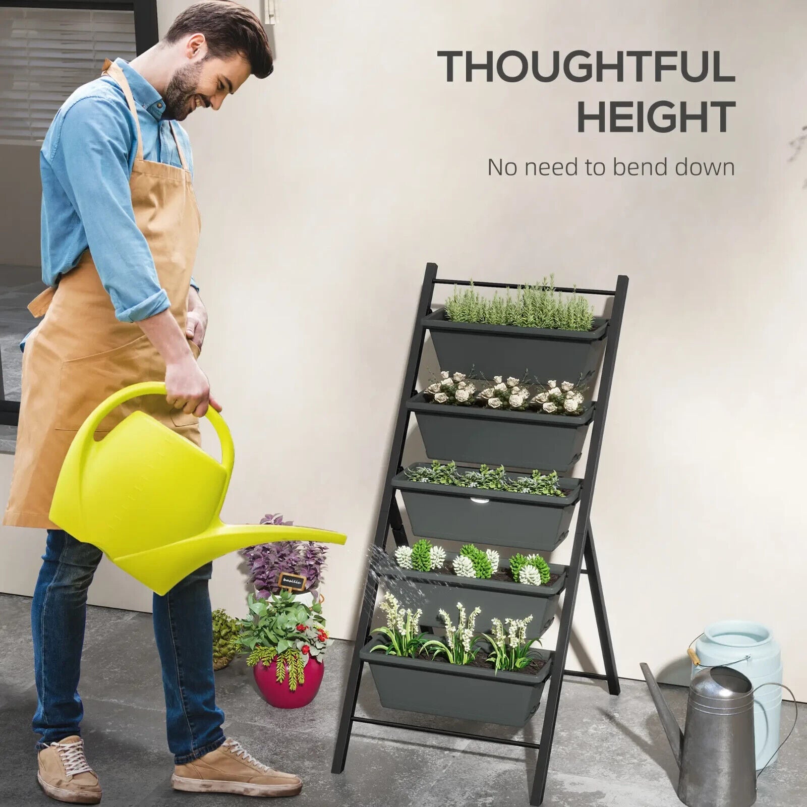 5 Tier Vertical Raised Garden Planter w/ Containers Outdoor Stand for Vegetables - Home and Garden Furniture Shop - #rustic - furniture#