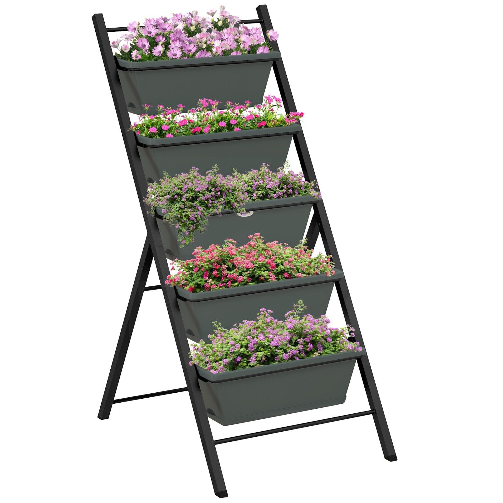 5 Tier Vertical Raised Garden Planter w/ Containers Outdoor Stand for Vegetables - Home and Garden Furniture Shop - #rustic - furniture#