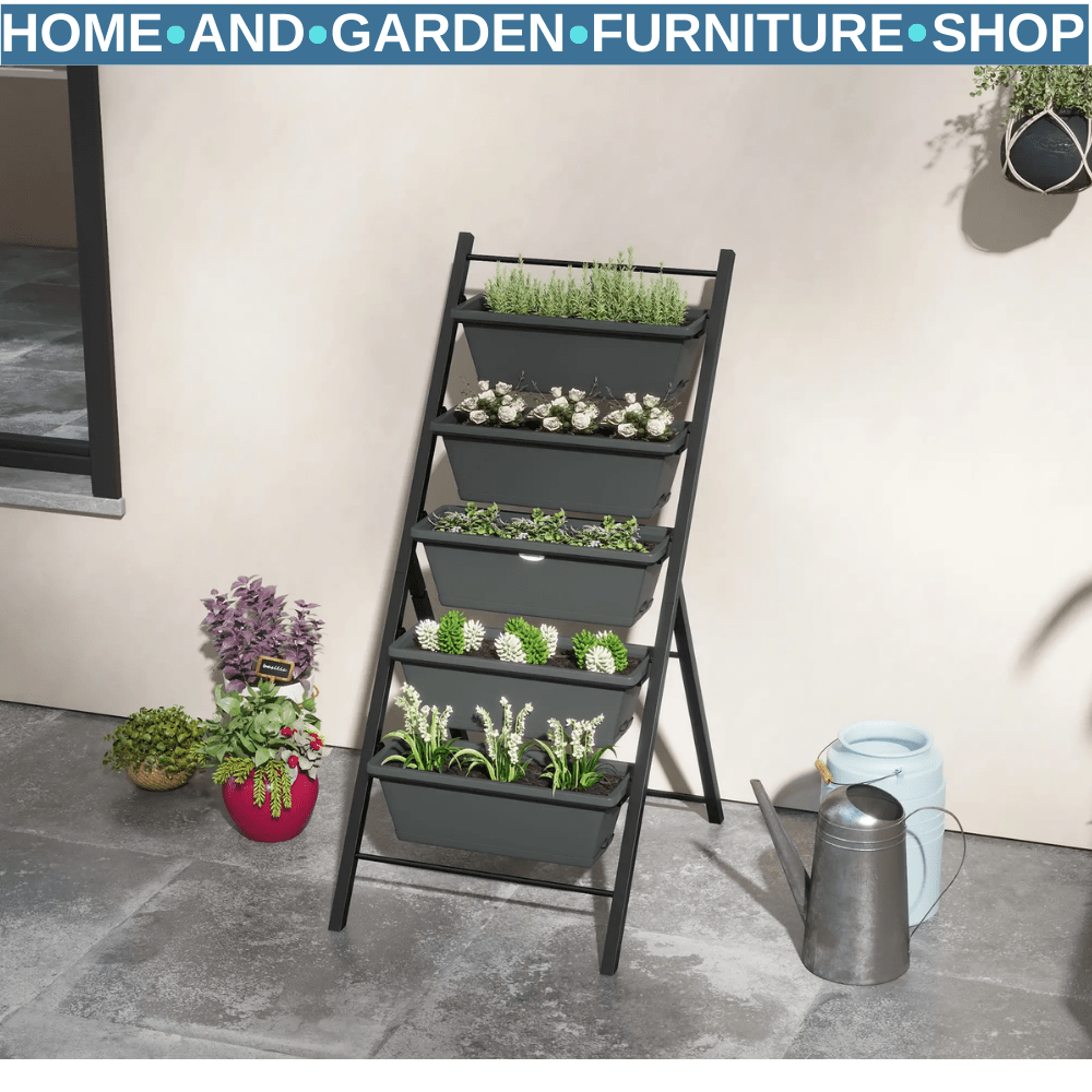5 Tier Vertical Raised Garden Planter w/ Containers Outdoor Stand for Vegetables - Home and Garden Furniture Shop - #rustic - furniture#