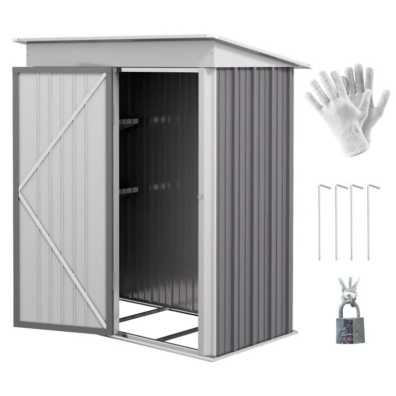 5 x 3 x 6ft Metal Garden Shed Outdoor Storage for Tools Motorbike w/ Shelf - Home and Garden Furniture Shop - rustic - furniture