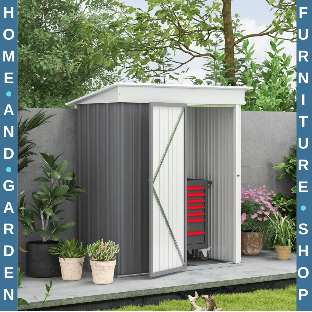 5 x 3 x 6ft Metal Garden Shed Outdoor Storage for Tools Motorbike w/ Shelf - Home and Garden Furniture Shop - #rustic - furniture#