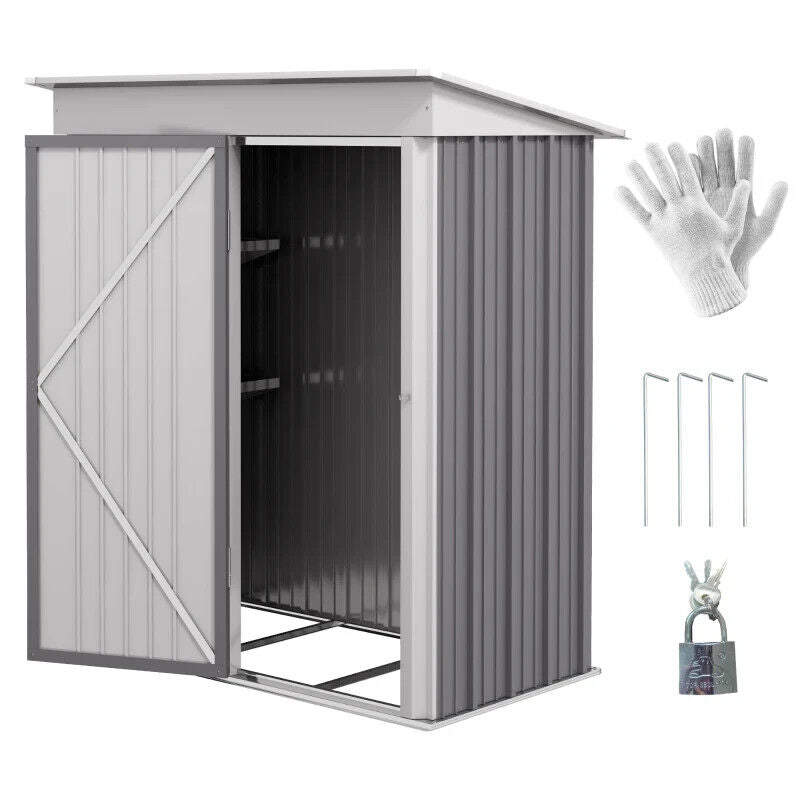 5 x 3 x 6ft Metal Garden Shed Outdoor Storage for Tools Motorbike w/ Shelf - Home and Garden Furniture Shop - #rustic - furniture#