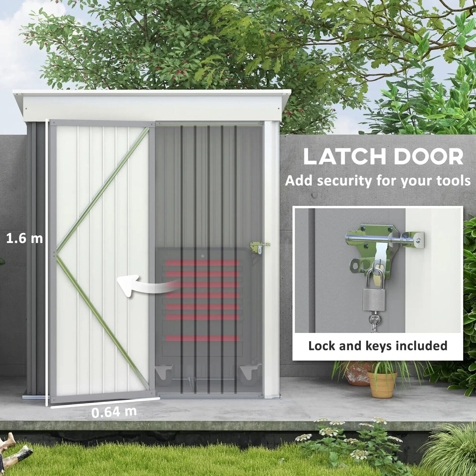 5 x 3 x 6ft Metal Garden Shed Outdoor Storage for Tools Motorbike w/ Shelf - Home and Garden Furniture Shop - #rustic - furniture#