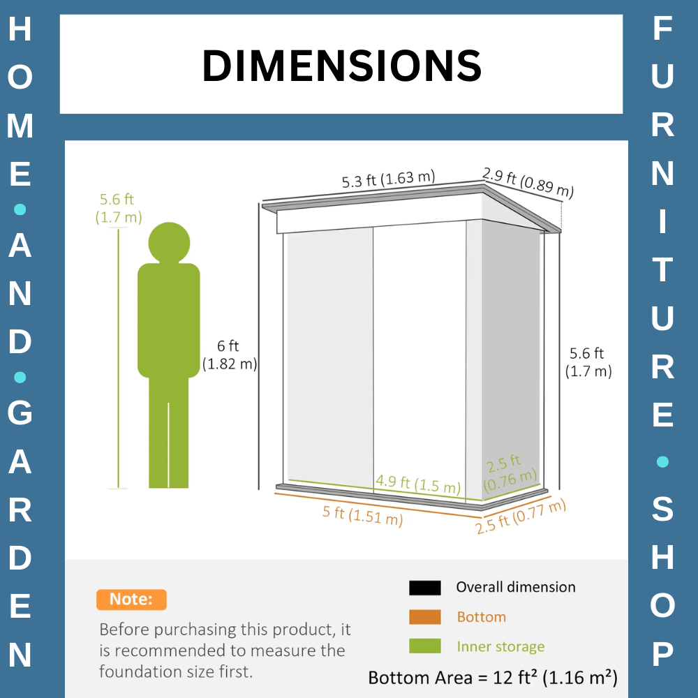 5 x 3ft Garden Storage Shed Outdoor Tool Shed with Sliding Door and Sloped Roof - Home and Garden Furniture Shop - rustic - furniture