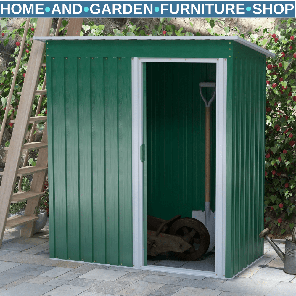 5 x 3ft Garden Storage Shed Outdoor Tool Shed with Sliding Door and Sloped Roof - Home and Garden Furniture Shop - rustic - furniture