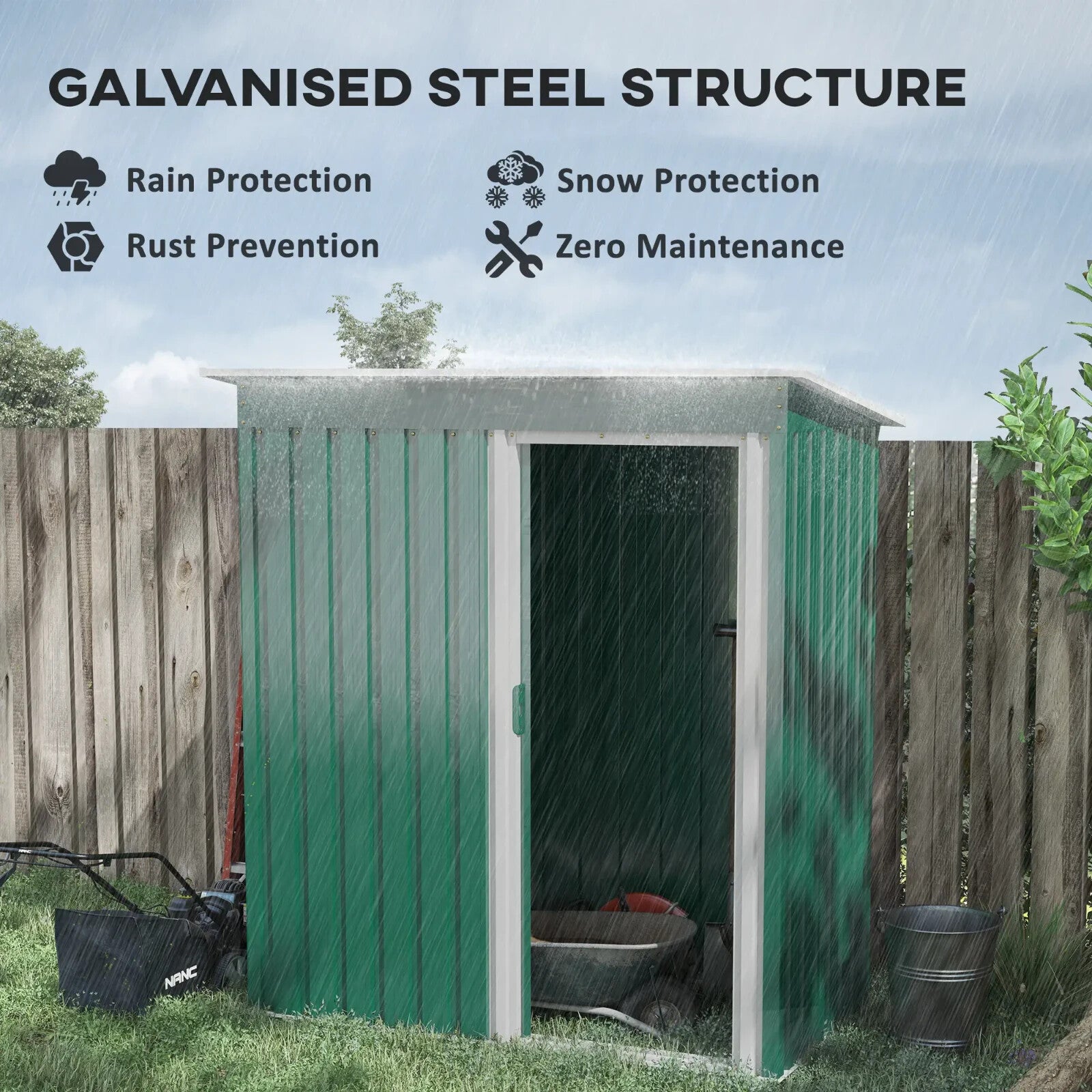 5 x 3ft Garden Storage Shed Outdoor Tool Shed with Sliding Door and Sloped Roof - Home and Garden Furniture Shop - rustic - furniture