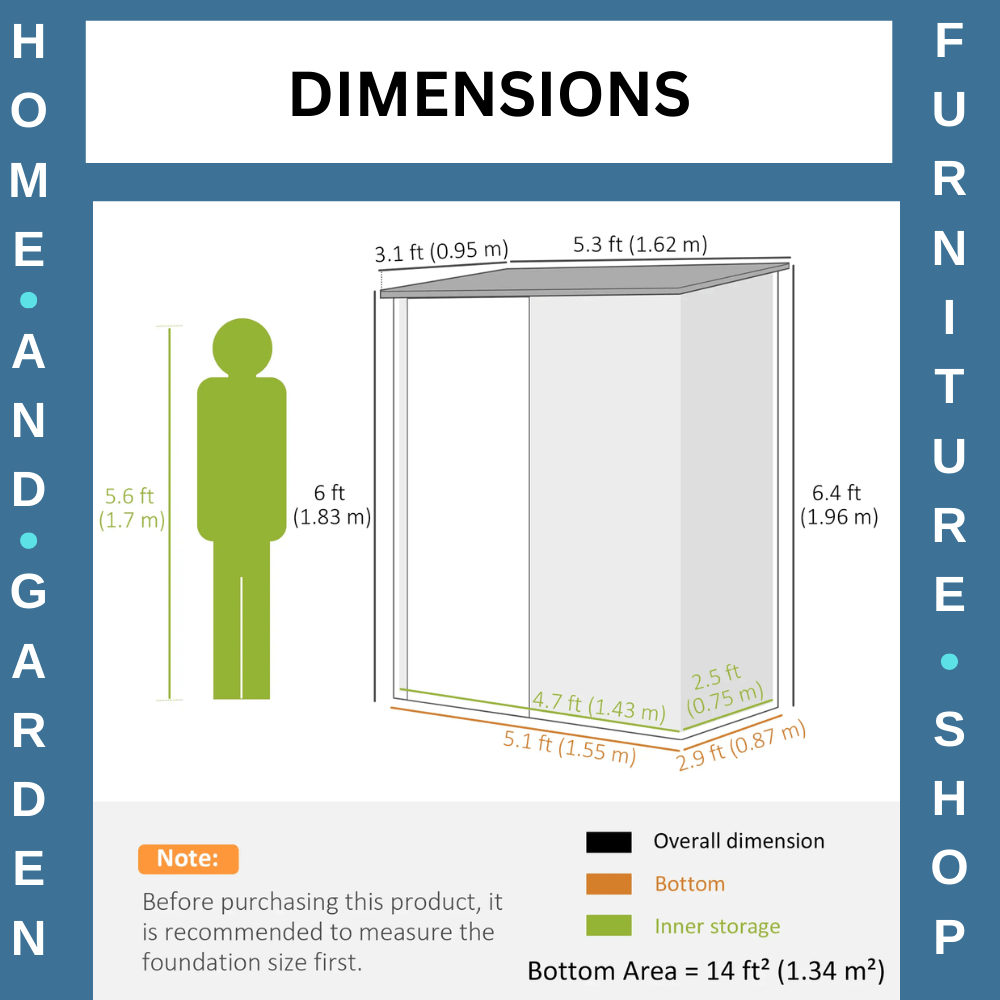 5.3 x 3.1ft Metal Storage Shed Outdoor Garden Tool Shed w/ Single Door for Patio - Home and Garden Furniture Shop - rustic - furniture