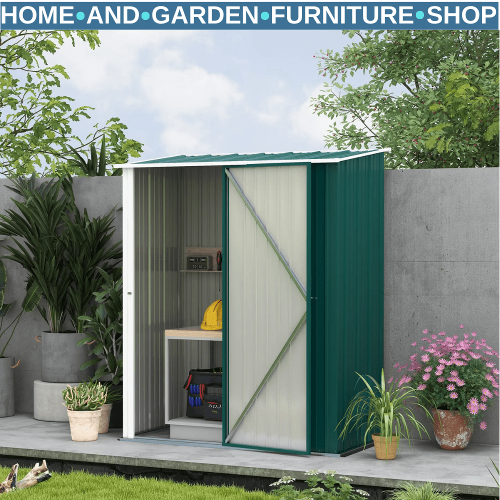 5.3ft x 3.1ft Outdoor Metal Storage Shed Garden Tool Shed with Single Door Patio - Home and Garden Furniture Shop - rustic - furniture