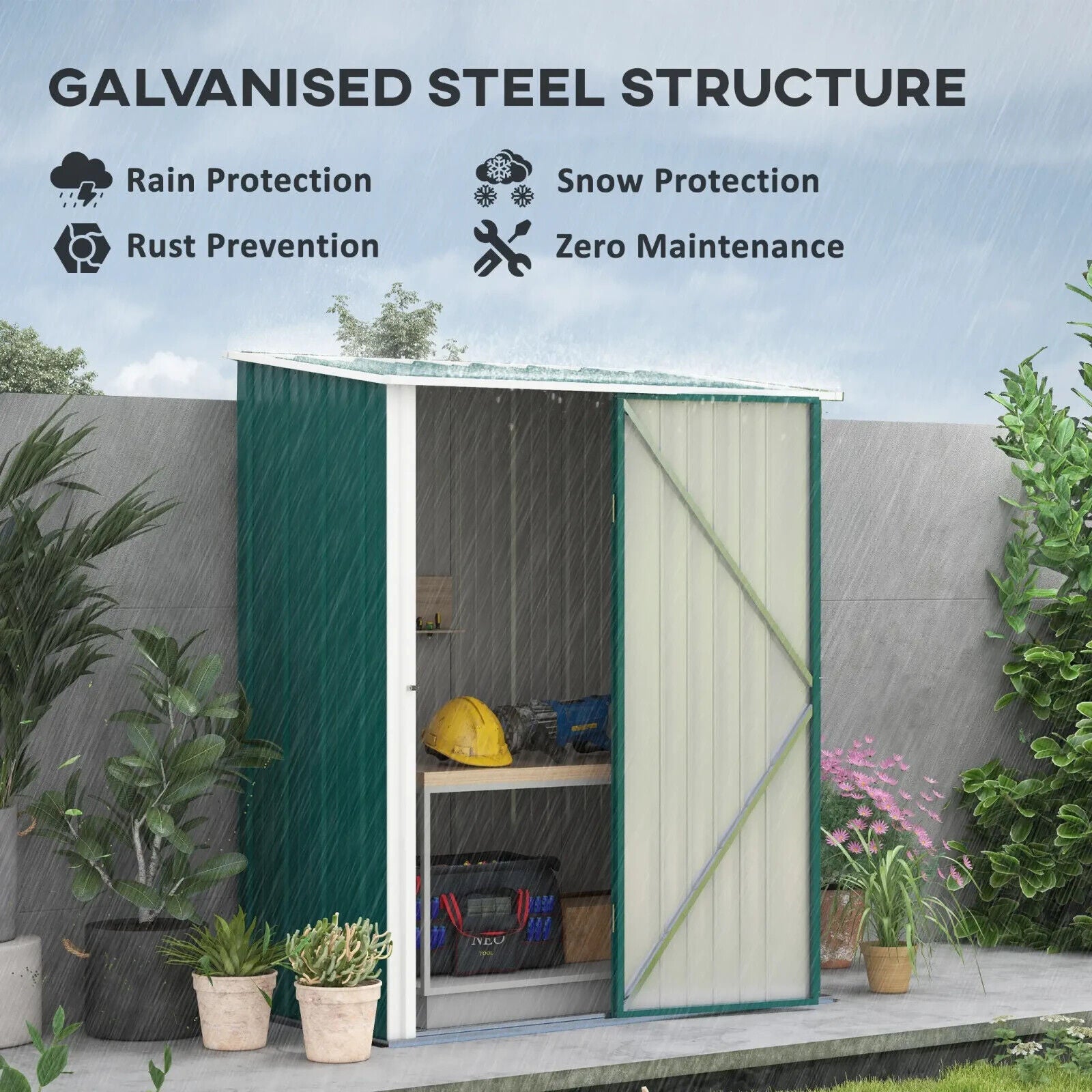5.3ft x 3.1ft Outdoor Metal Storage Shed Garden Tool Shed with Single Door Patio - Home and Garden Furniture Shop - #rustic - furniture#