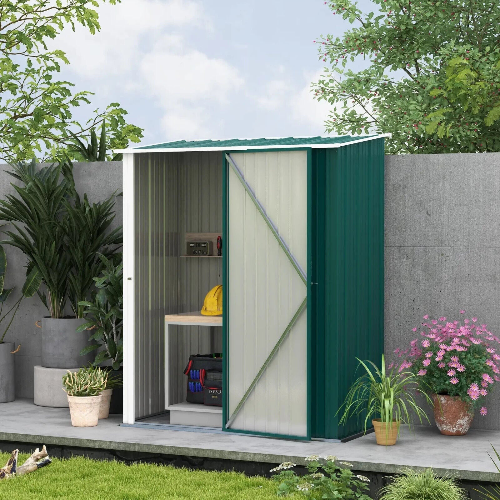 5.3ft x 3.1ft Outdoor Metal Storage Shed Garden Tool Shed with Single Door Patio - Home and Garden Furniture Shop - #rustic - furniture#