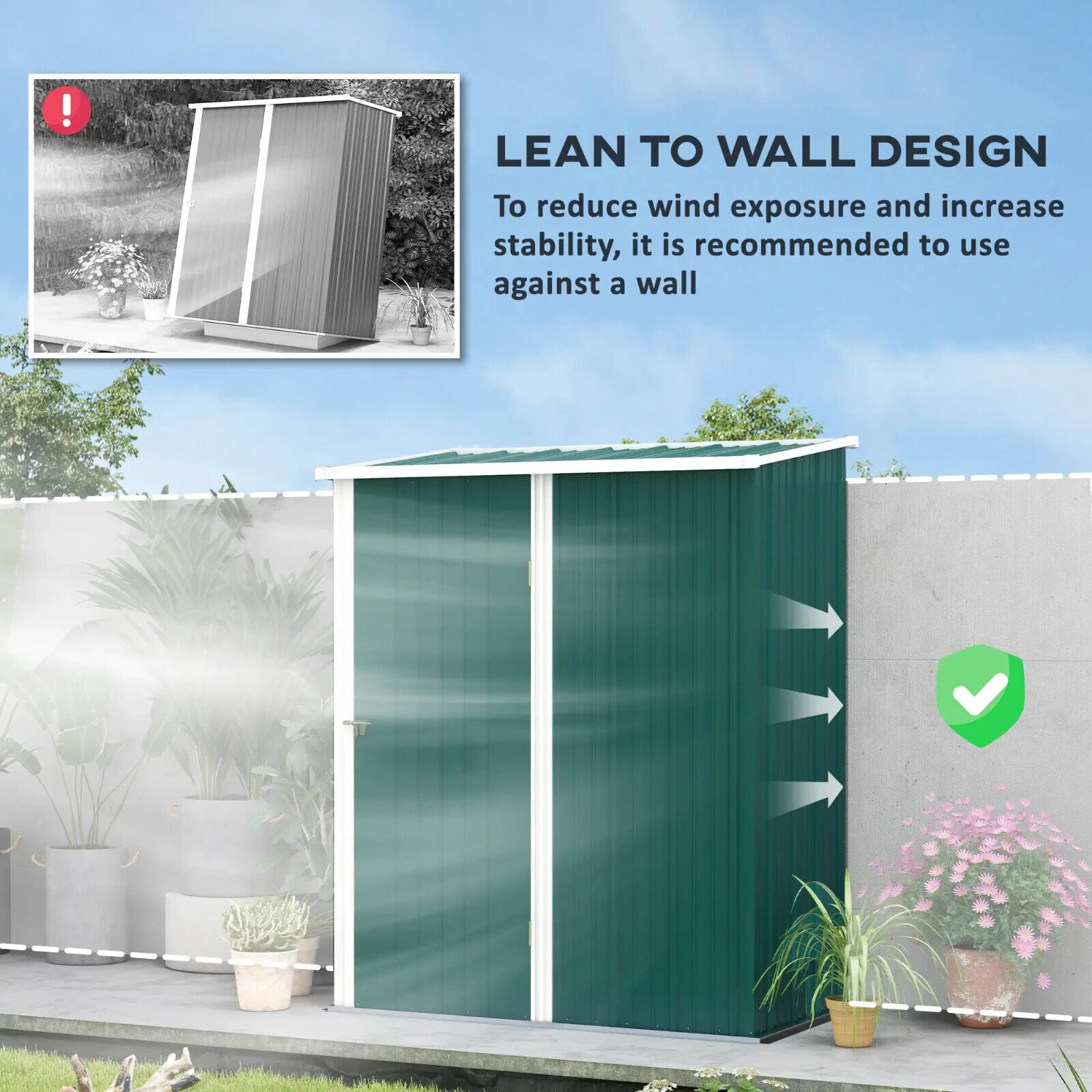 5.3ft x 3.1ft Outdoor Metal Storage Shed Garden Tool Shed with Single Door Patio - Home and Garden Furniture Shop - #rustic - furniture#