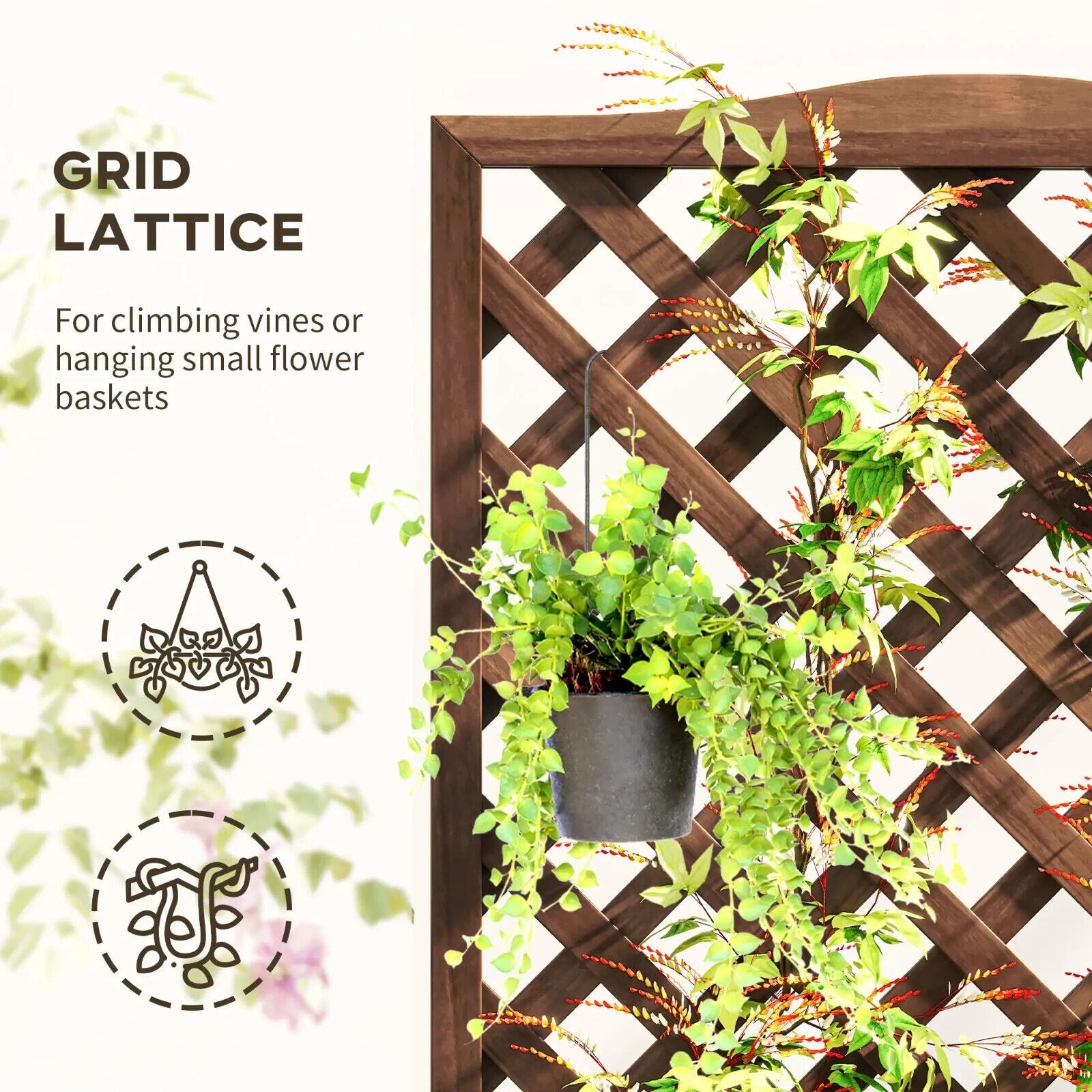 53L Wooden Garden Planter Box With Trellis Raised Bed For Climbing Plant Outdoor - Home and Garden Furniture Shop - #rustic - furniture#