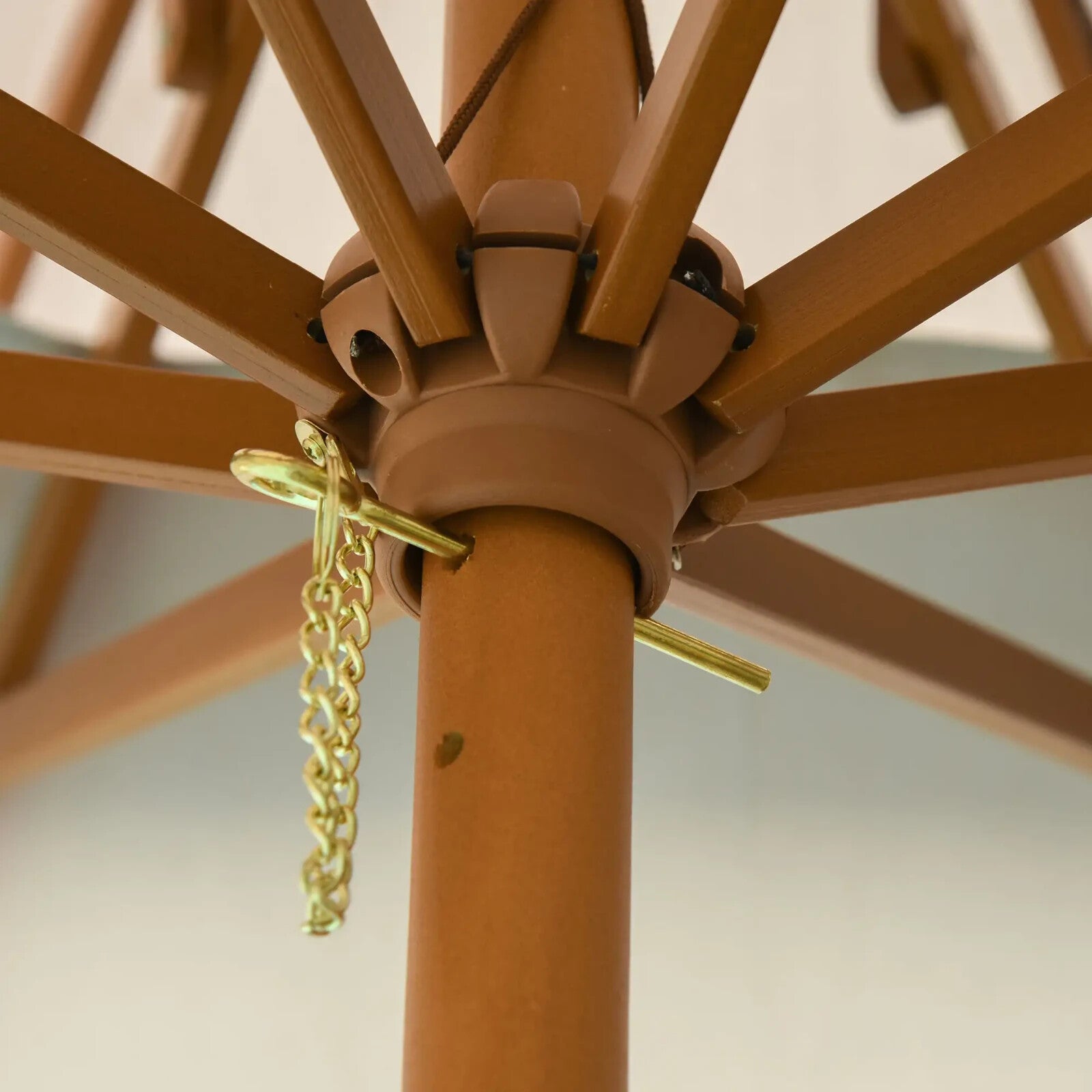 2.7 m Double Tier Wooden Garden Parasol Outdoor Patio Sun Umbrella for Shade