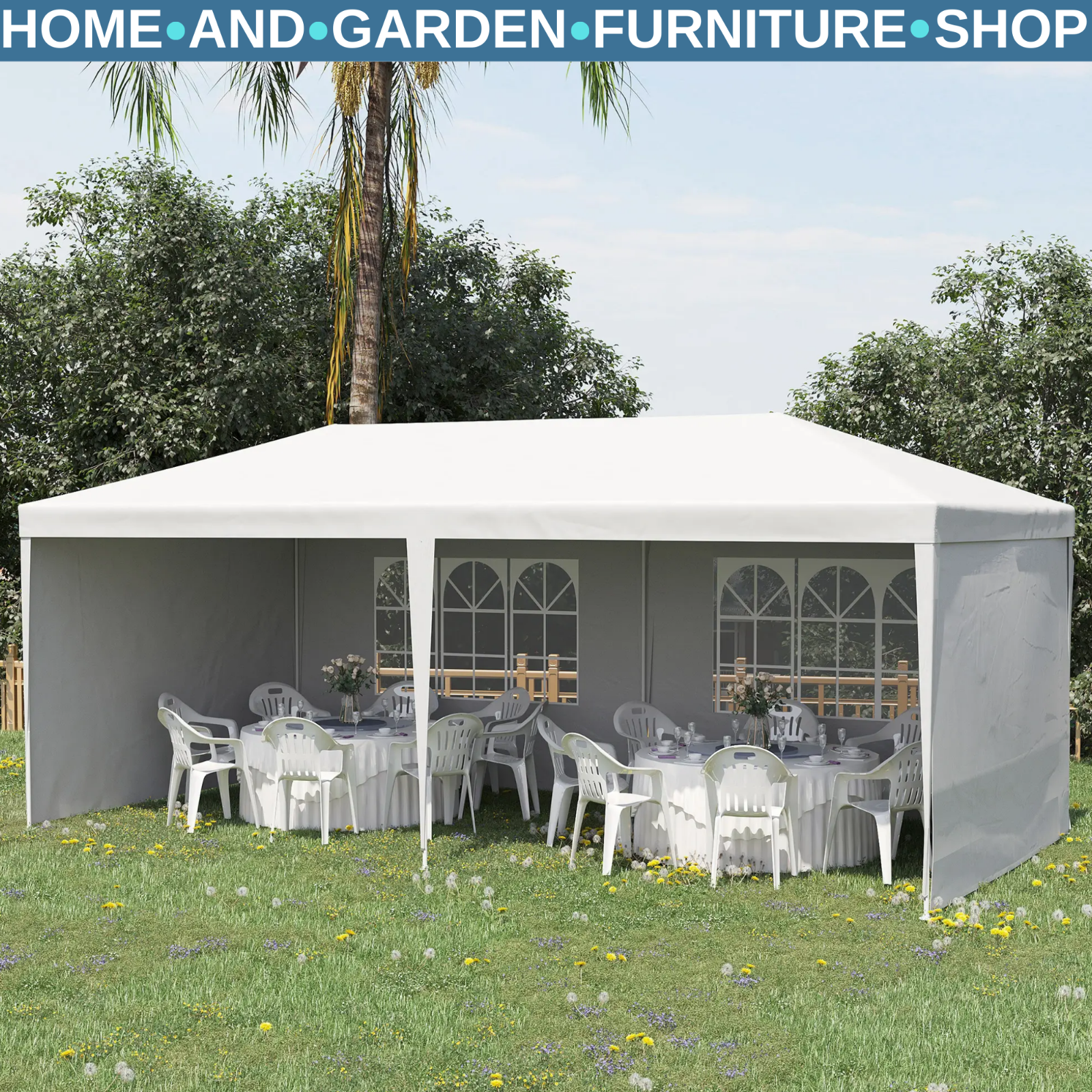 Large Garden Gazebo Wedding Marquee Party Tent 6 x 3m Canopy Canopy Patio White