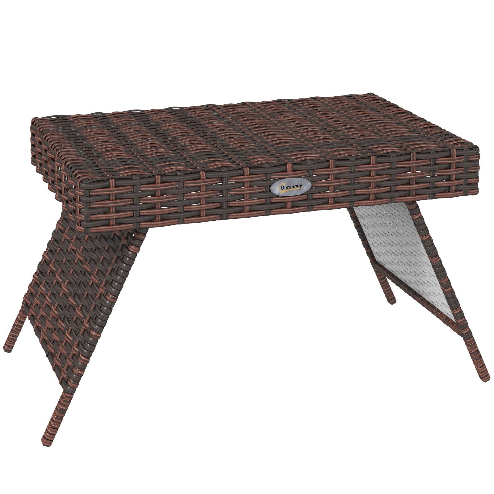 Foldable Rattan Outdoor Garden Coffee Table 60x41x41 cm with Steel Frame Brown