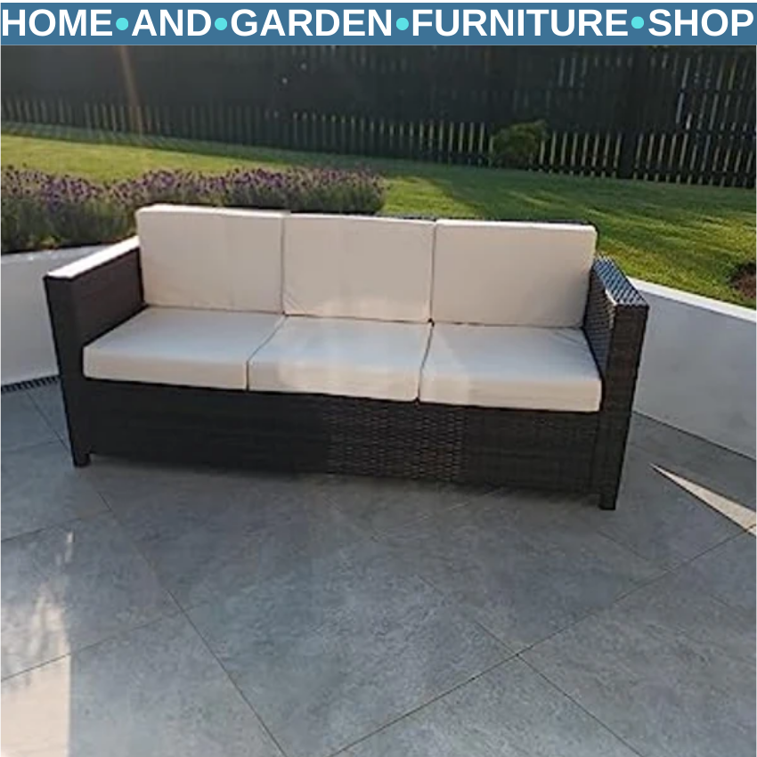 Rattan 3 Seater Outdoor Garden Sofa Chair Patio Furniture w/ Strong Metal Frame