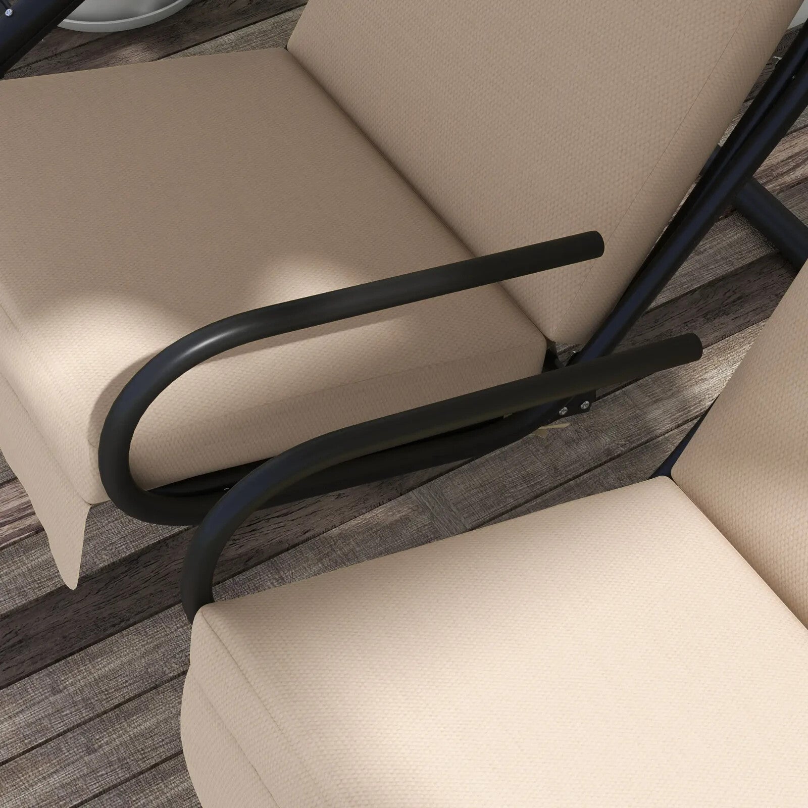 Hammock Swing Bench 2-Seater Weather-Resistant with Adjustable Canopy Beige