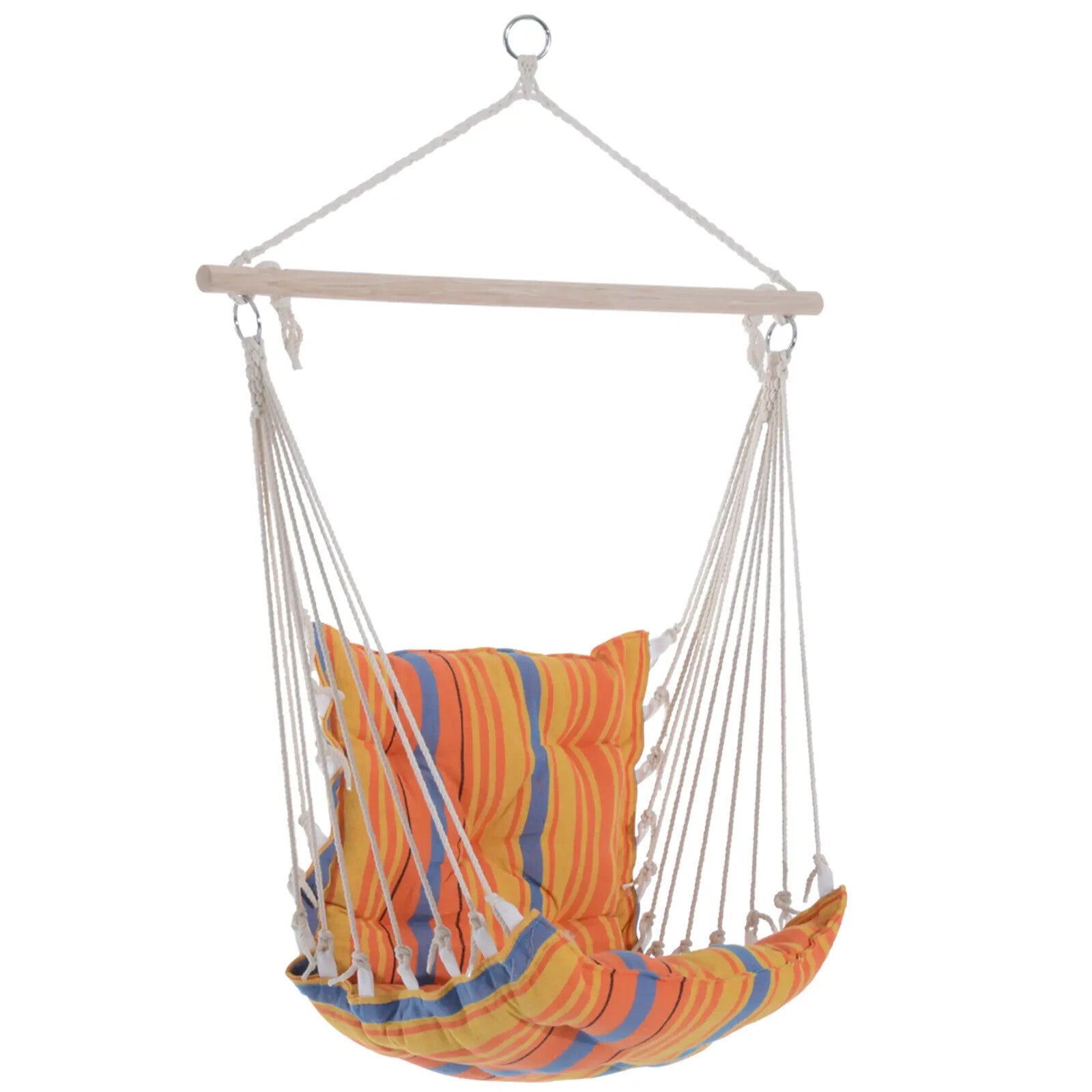 Hammock Hanging Chair with Cushioned, Soft Thick Padded Seat & Backrest Orange