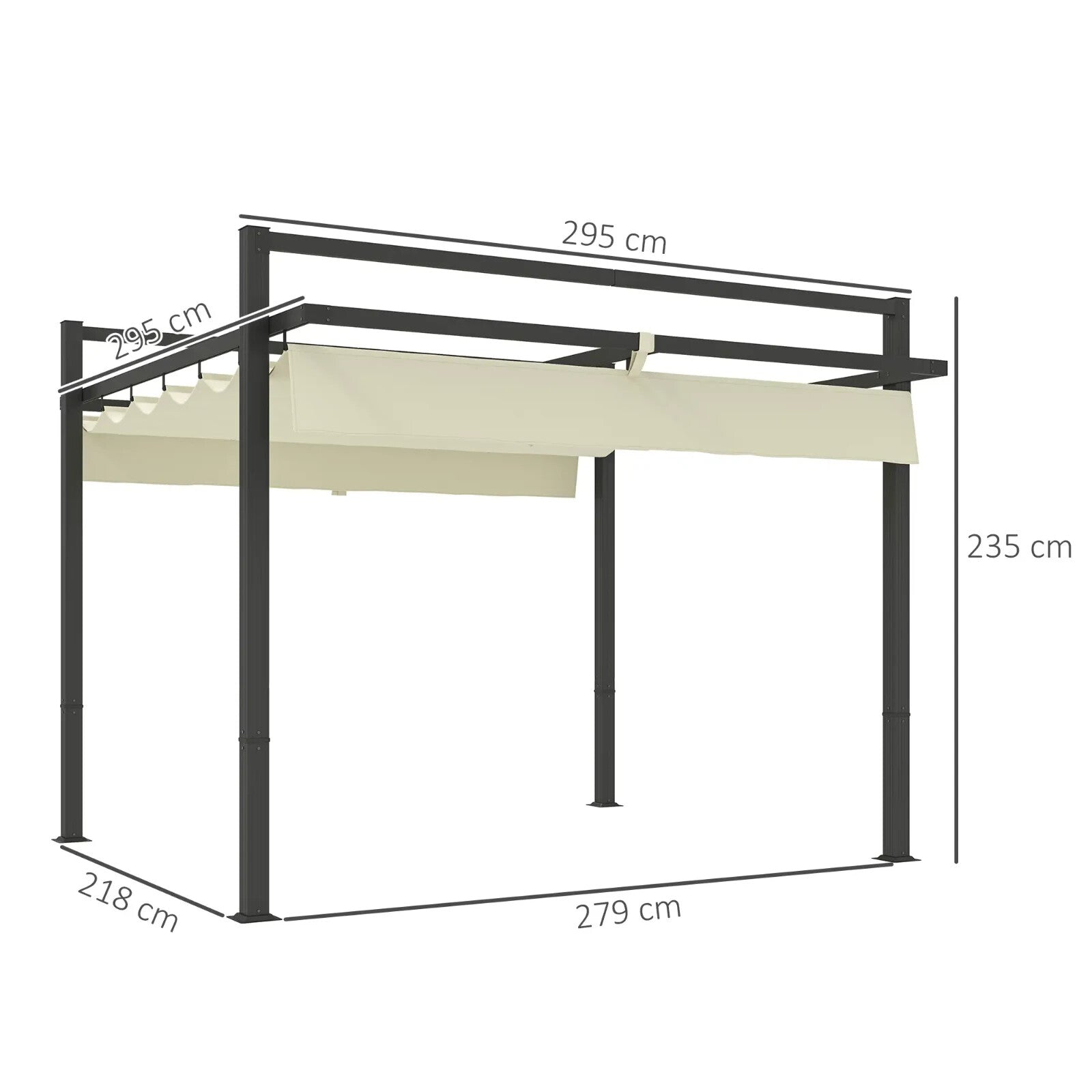 Metal Pergola Gazebo Garden Shelter Heavy Duty Aluminium Frame Patio Canopy 3m