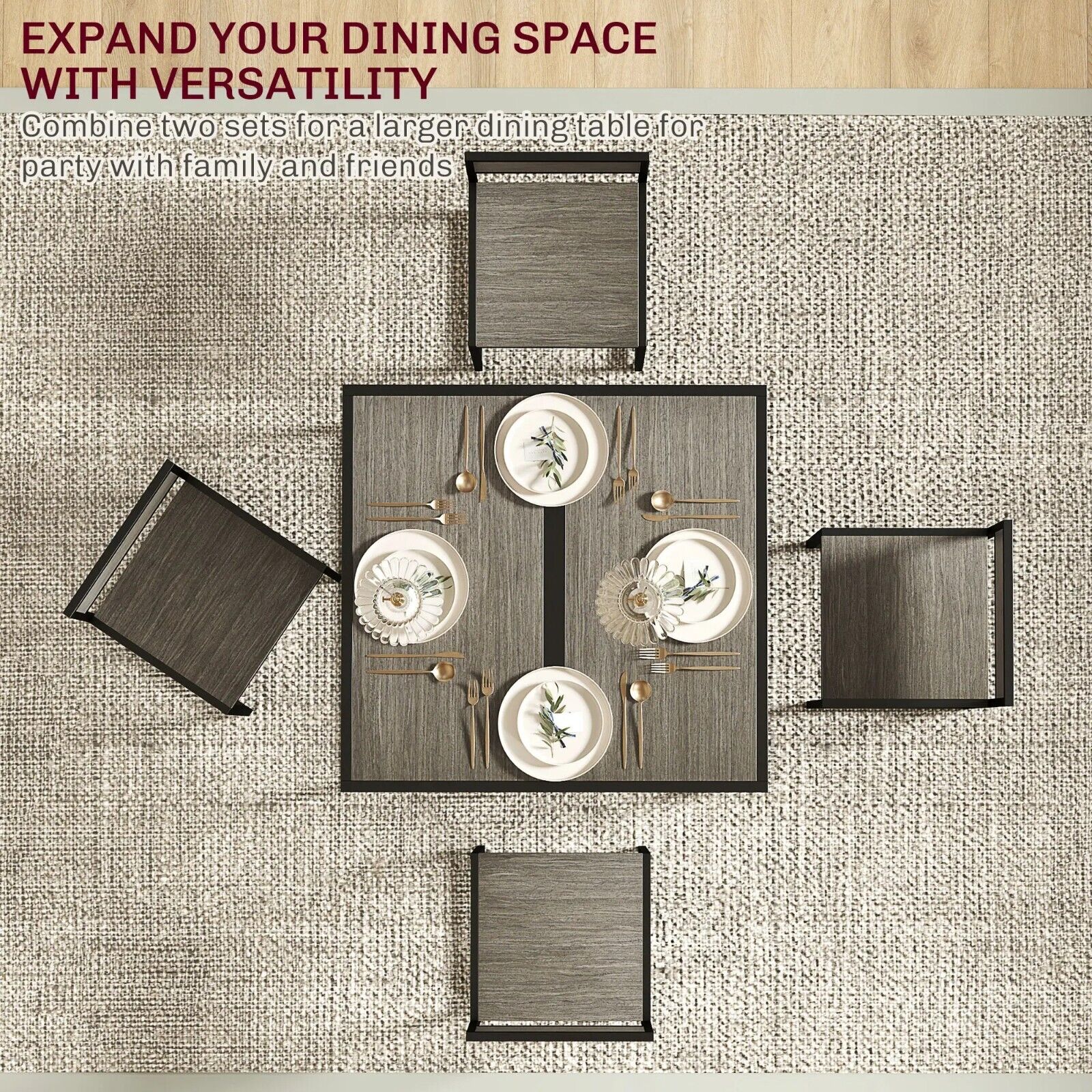 Small Dining Table 2 Chairs Set Space Saving Kitchen Breakfast Table Metal Legs