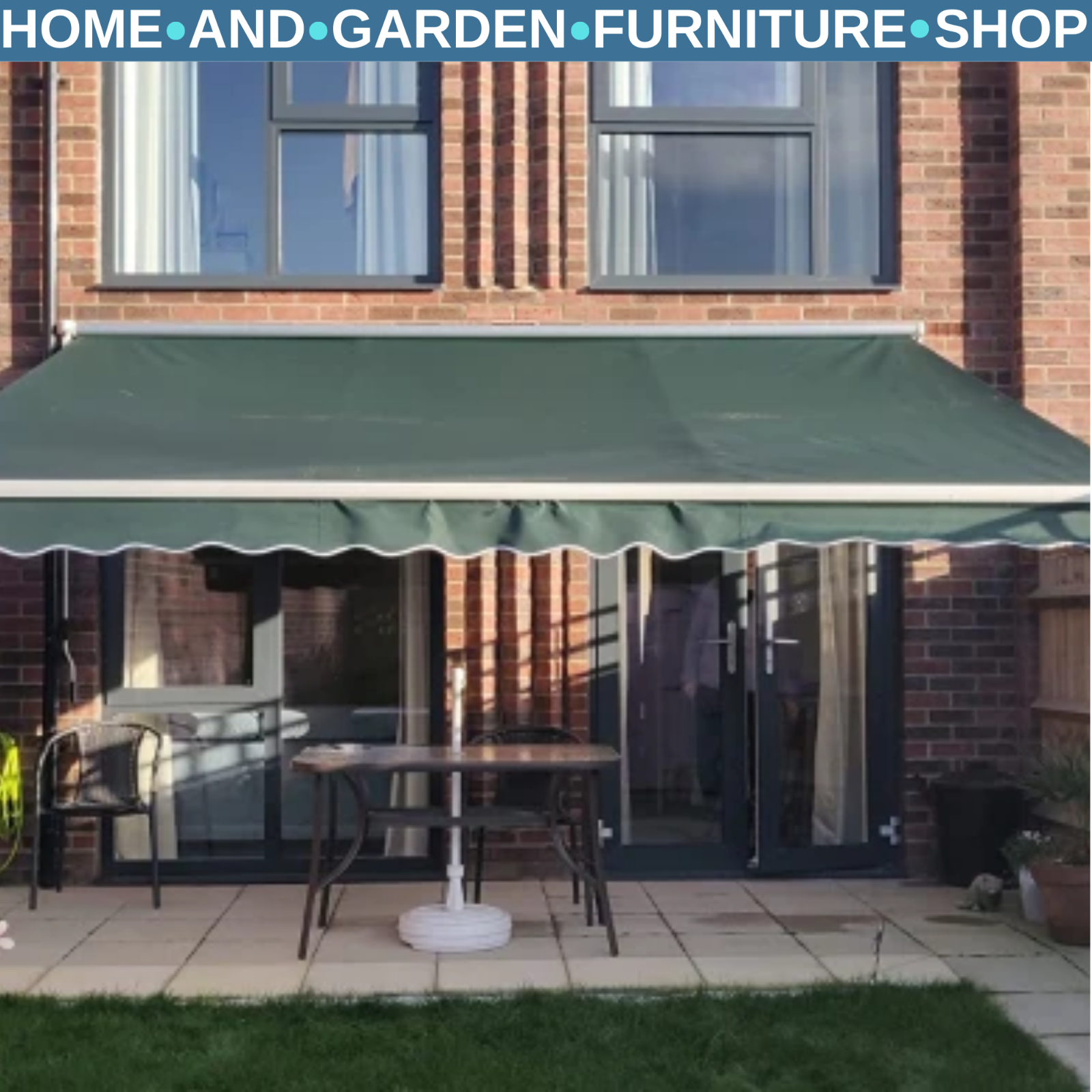 4m x 3m Manual Garden Awning Retractable Canopy Outdoor Patio Sun Shade Cover