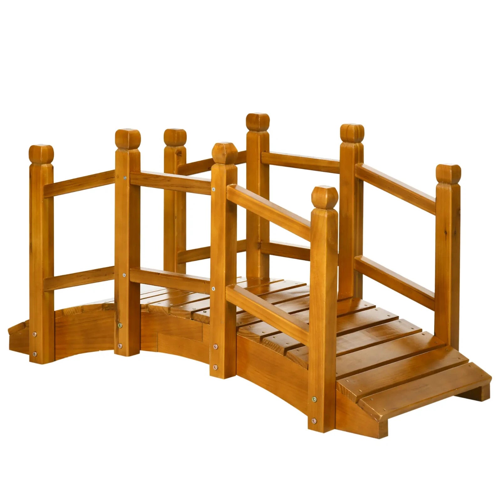 Wooden Garden Bridge with Railings Arc Footbridge for Pond Stream or Backyard