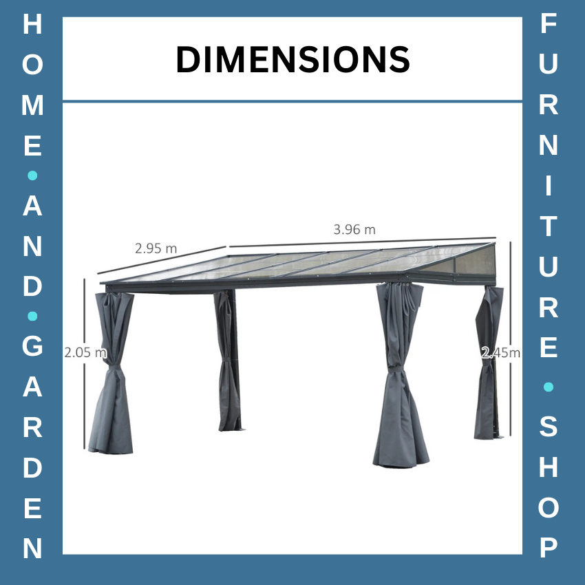 4 x 3m Garden Pergola Gazebo with Curtains Outdoor Party Tent Canopy Sun Shelter