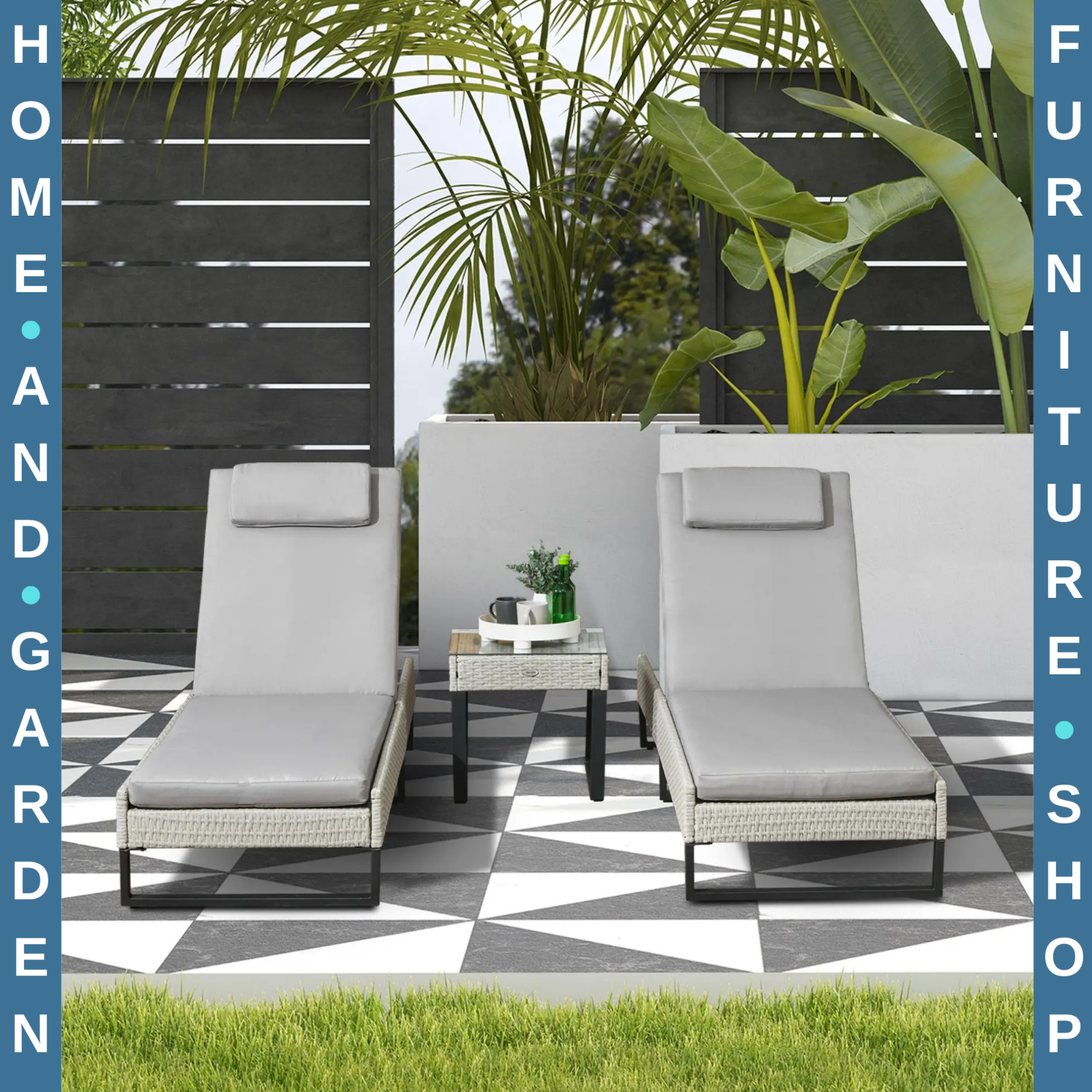 3 Piece Rattan Sun Lounger Set With Adjustable Recliner Chaise Lounge And Table