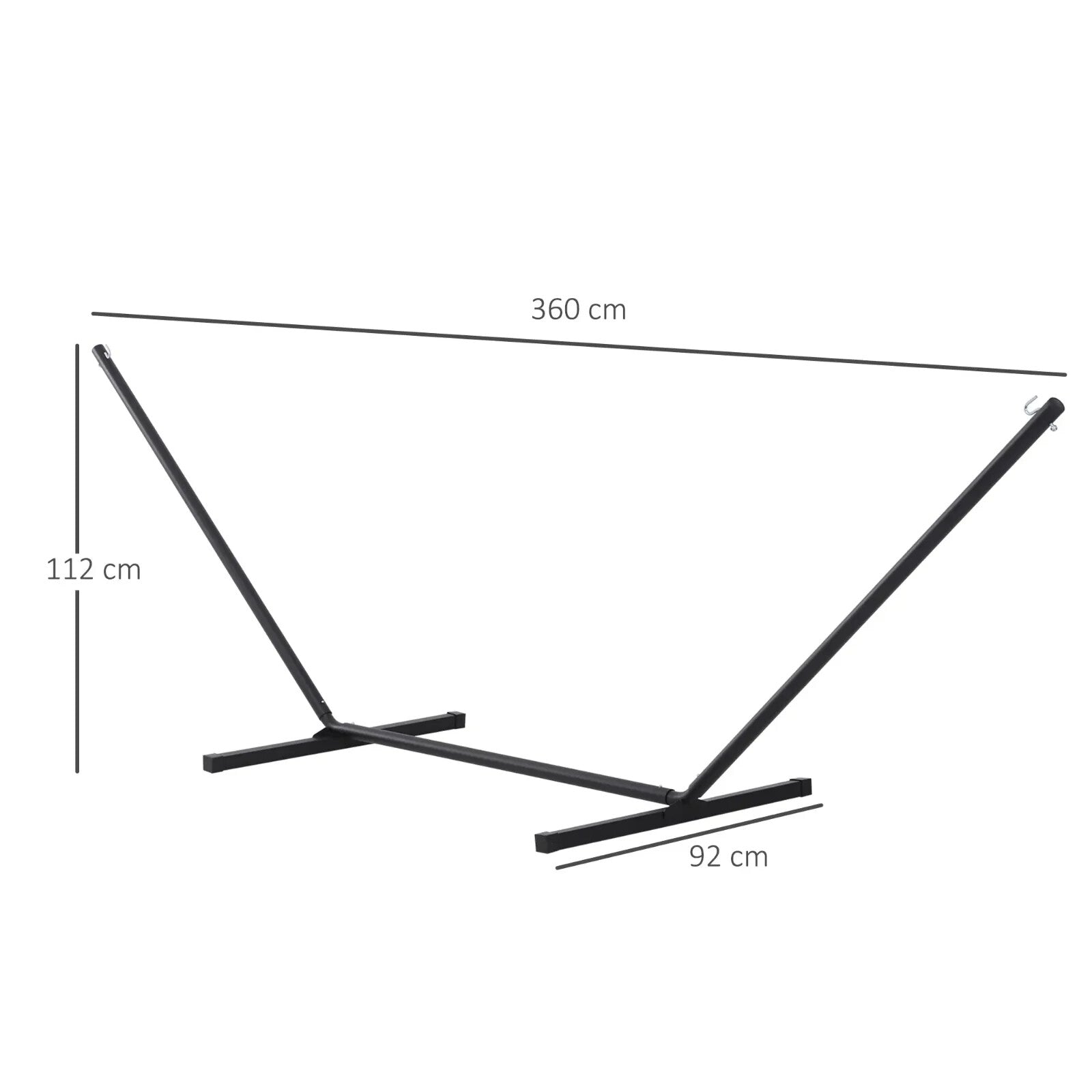Hammock Stand Powder-Coated Extra Long Metal Frame Heavy-Duty Black