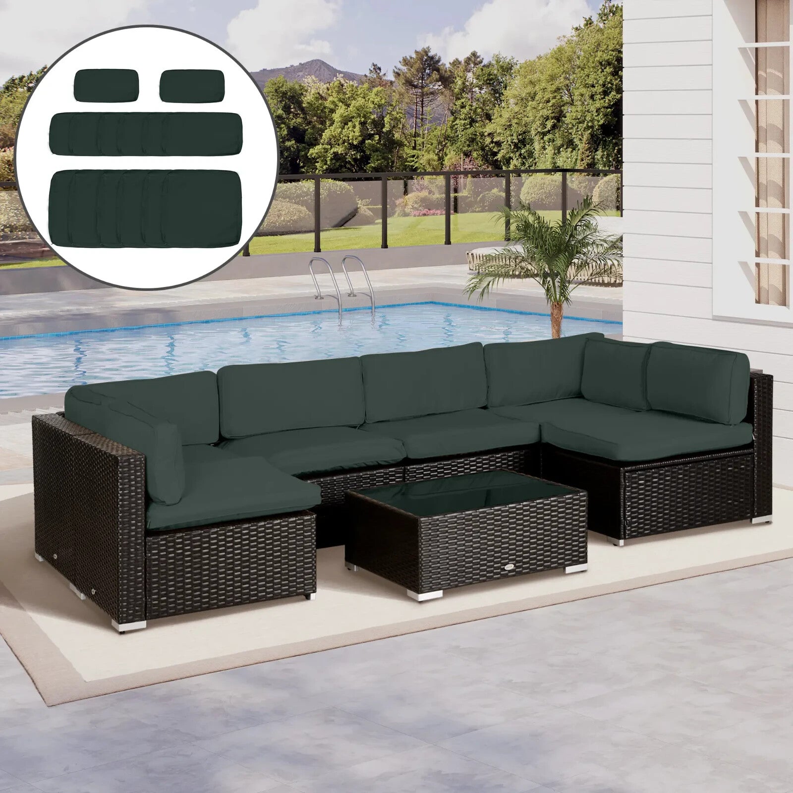 Garden Rattan Sofa Cushion Polyester Cover Replacement No Cushion Included Grey
