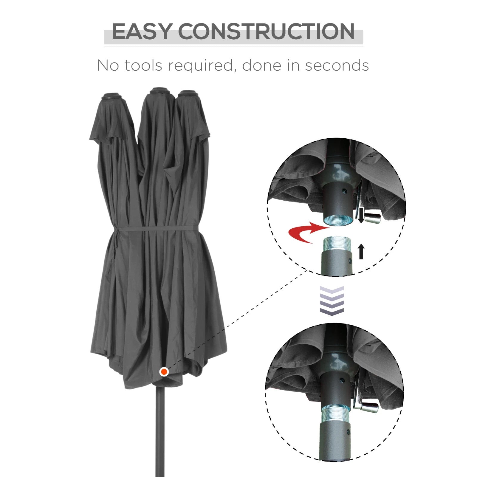 4.6m Garden Sun Umbrella with Double Sided Canopy Cross Base and Crank Handle