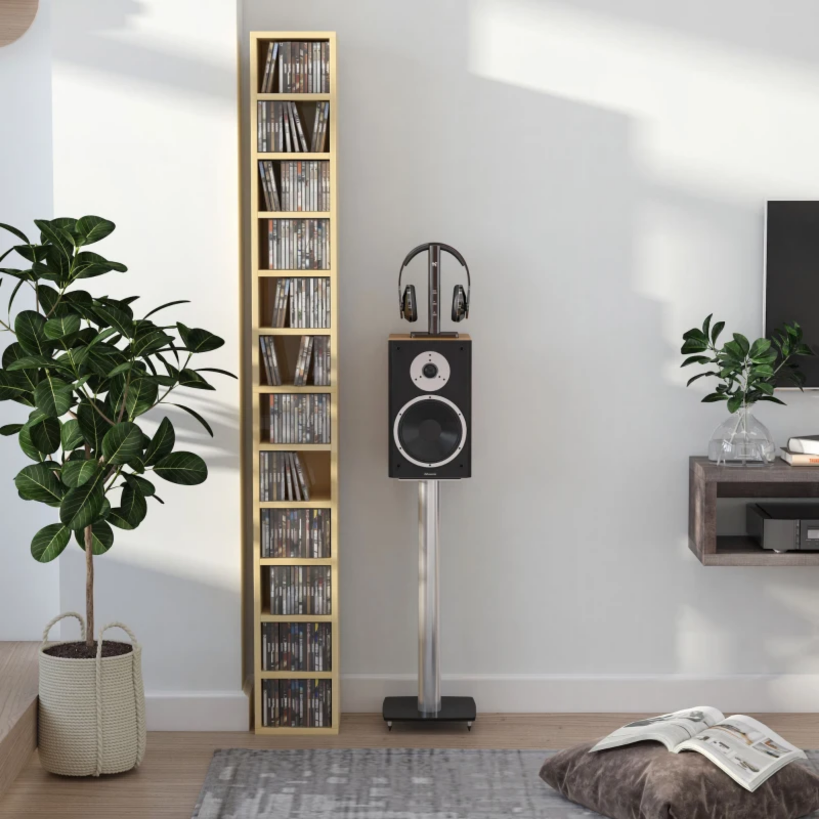 204 CD Storage Unit DVD Storage Tower for Living Room Media Shelving Home Office